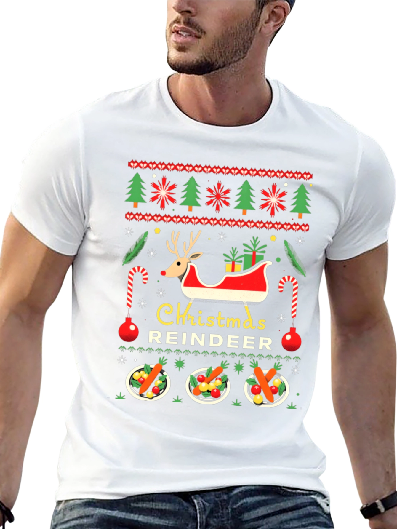 Christmas Reindeer Ugly Sweater T-Shirt