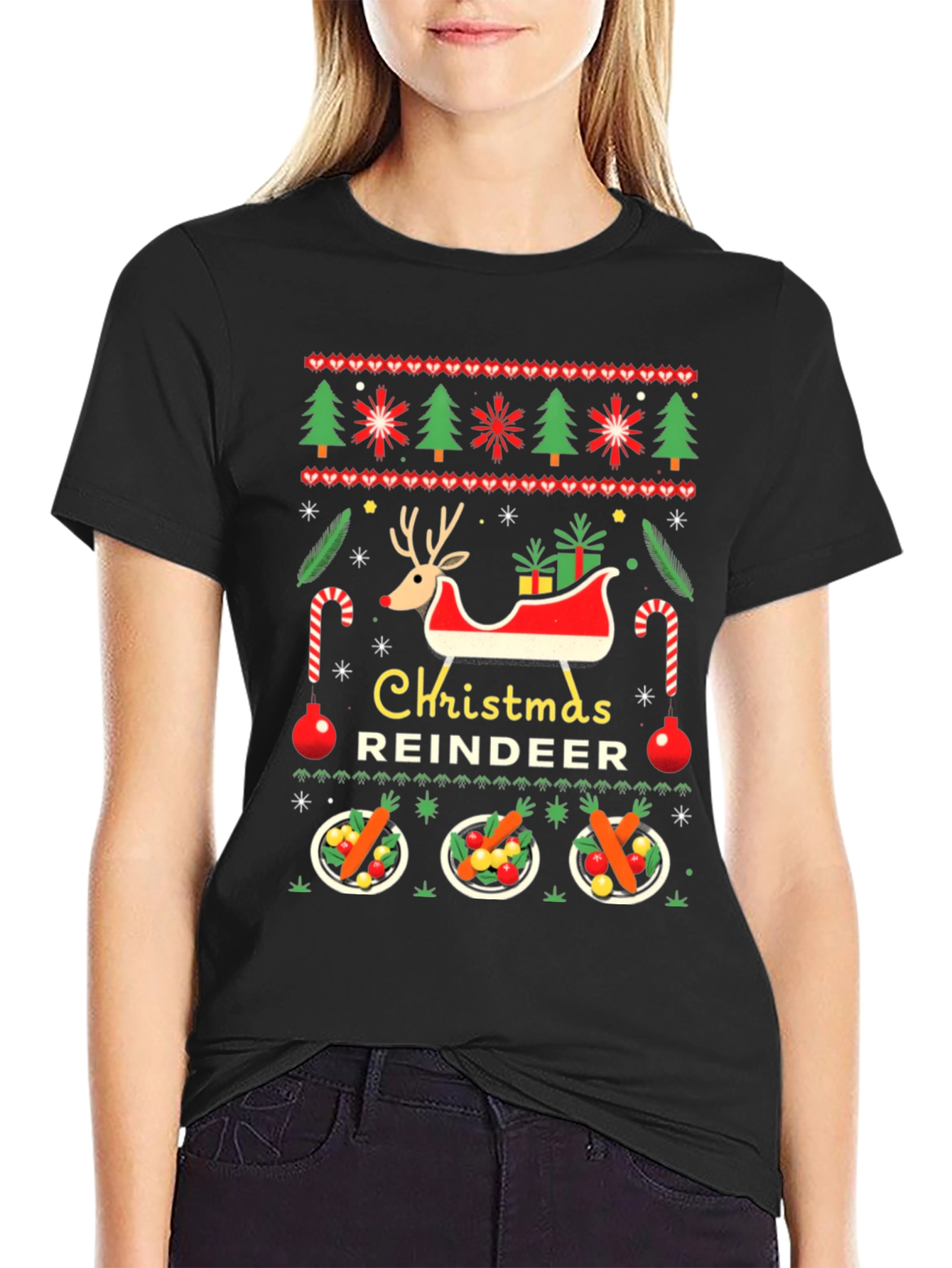Christmas Reindeer Ugly Sweater T-Shirt