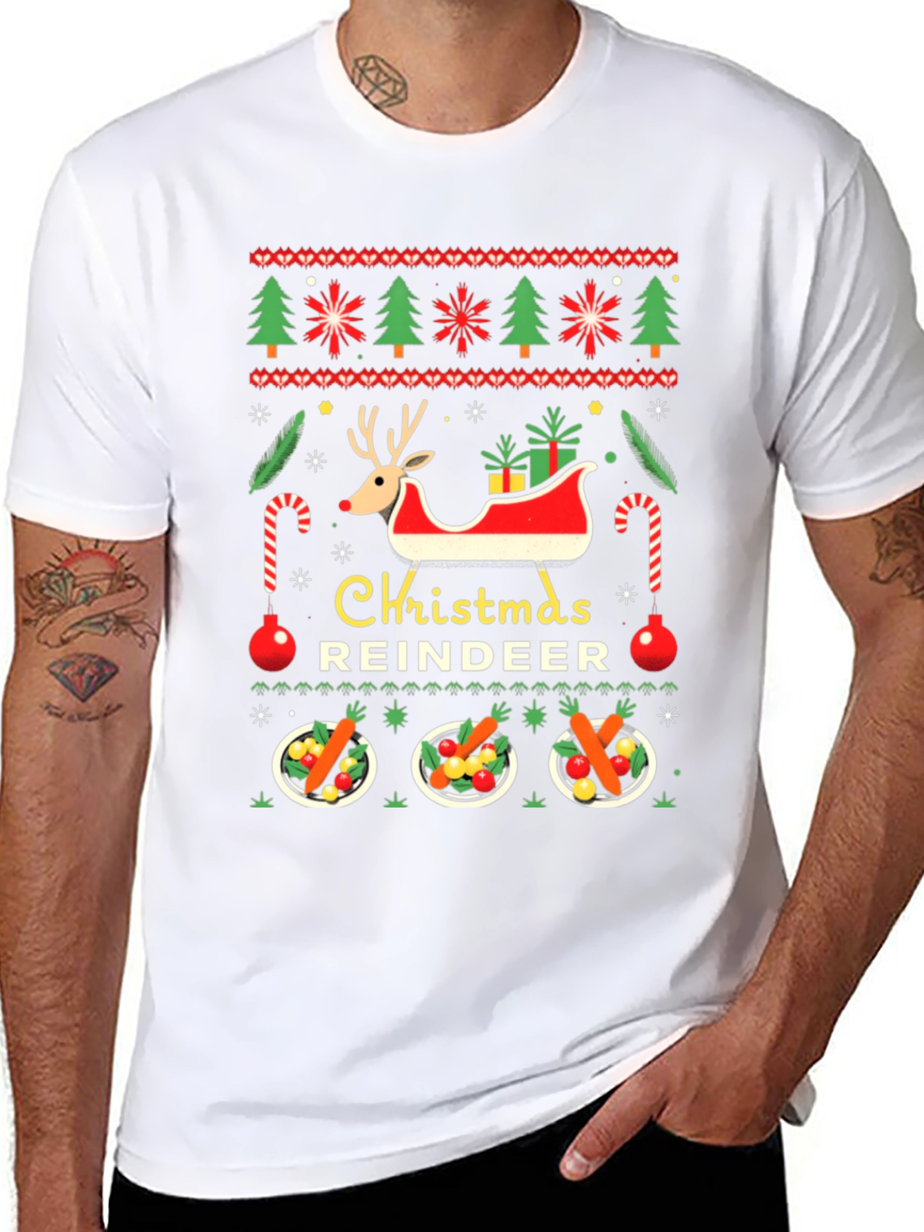 Christmas Reindeer Ugly Sweater T-Shirt