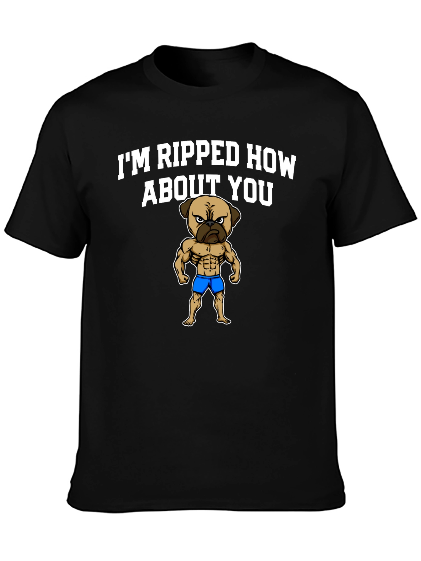 Ripped Pug T-Shirt - Funny Workout Tee