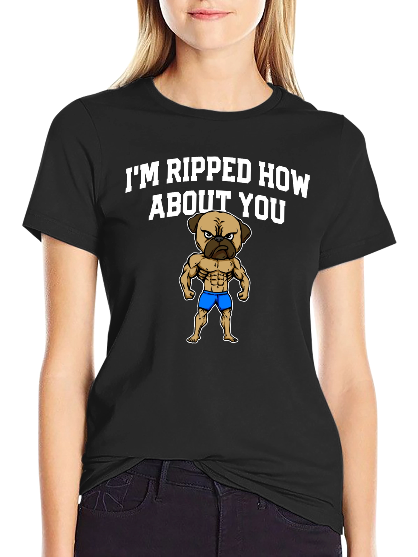 Ripped Pug T-Shirt - Funny Workout Tee