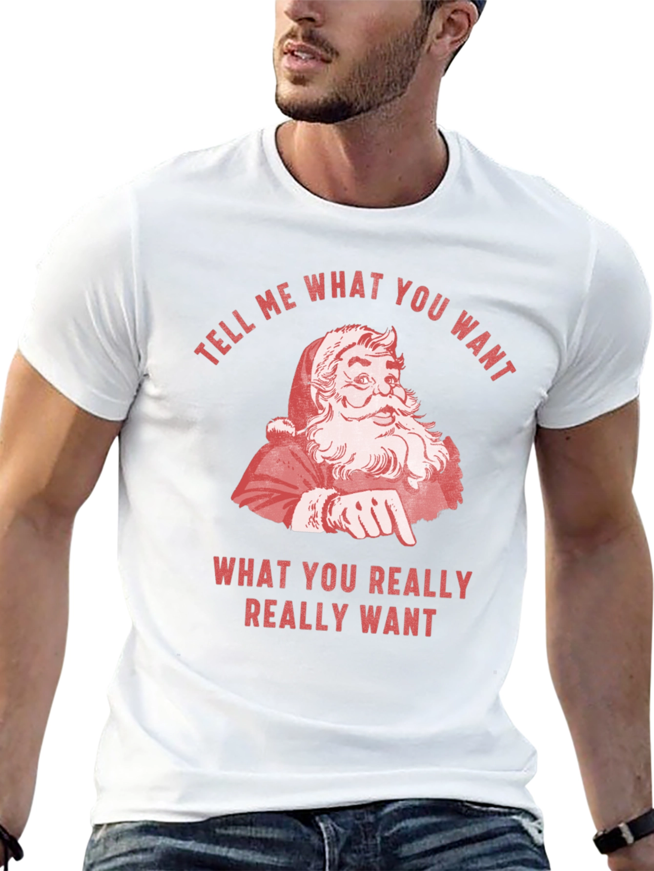 Retro Santa Tell Me What You Want Graphic Tee