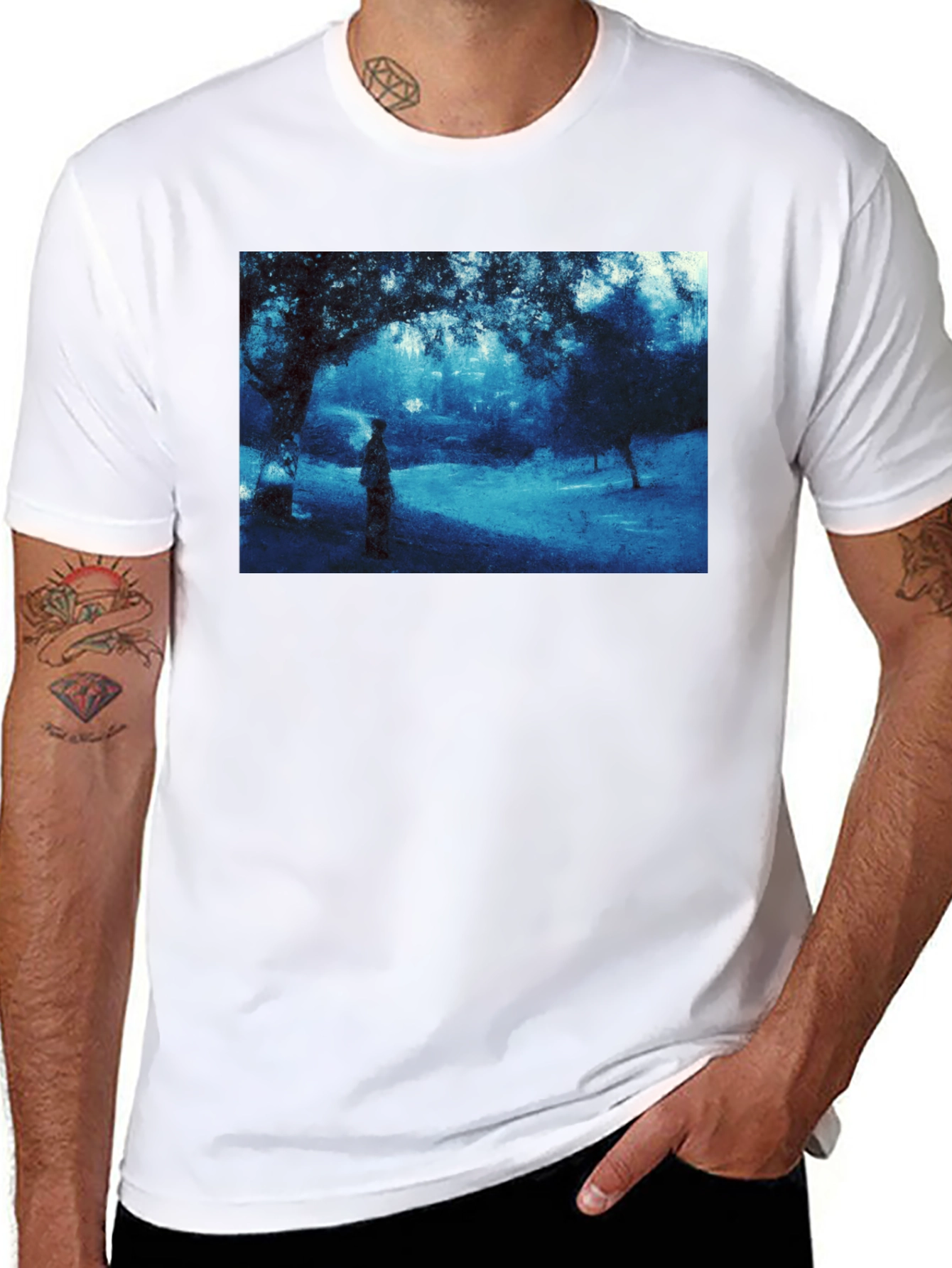 Mystic Nightscape Graphic Tee - Soft Cotton Black Shirt