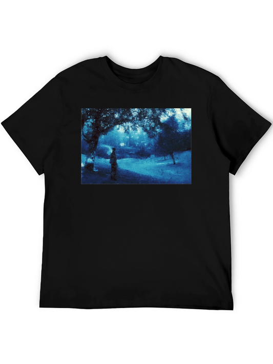 Mystic Nightscape Graphic Tee - Soft Cotton Black Shirt
