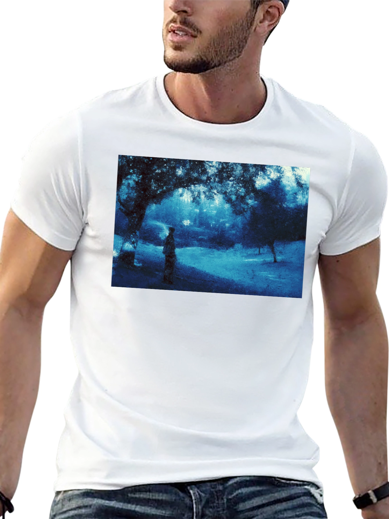 Mystic Nightscape Graphic Tee - Soft Cotton Black Shirt