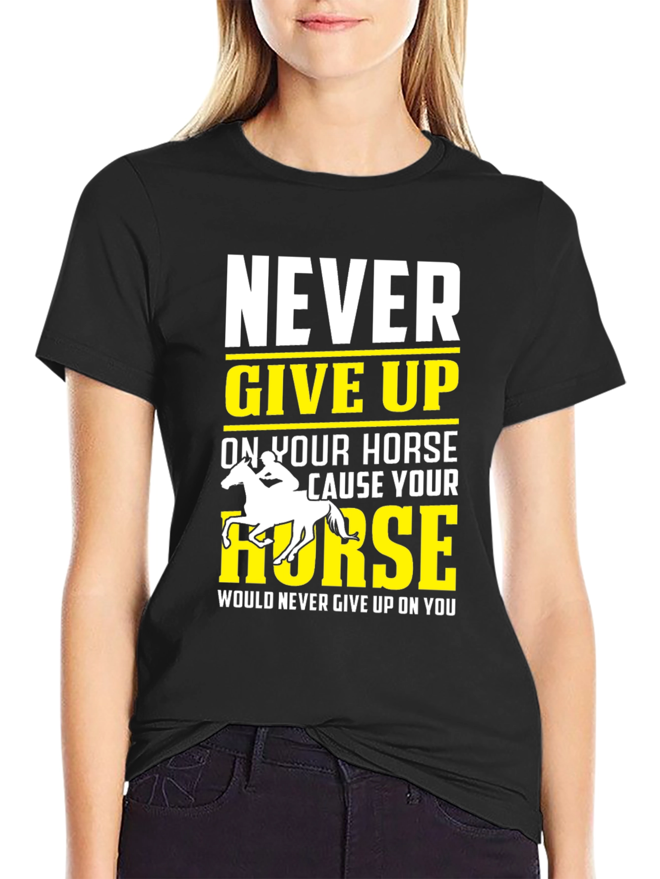 Never Give Up Horse Graphic T-Shirt