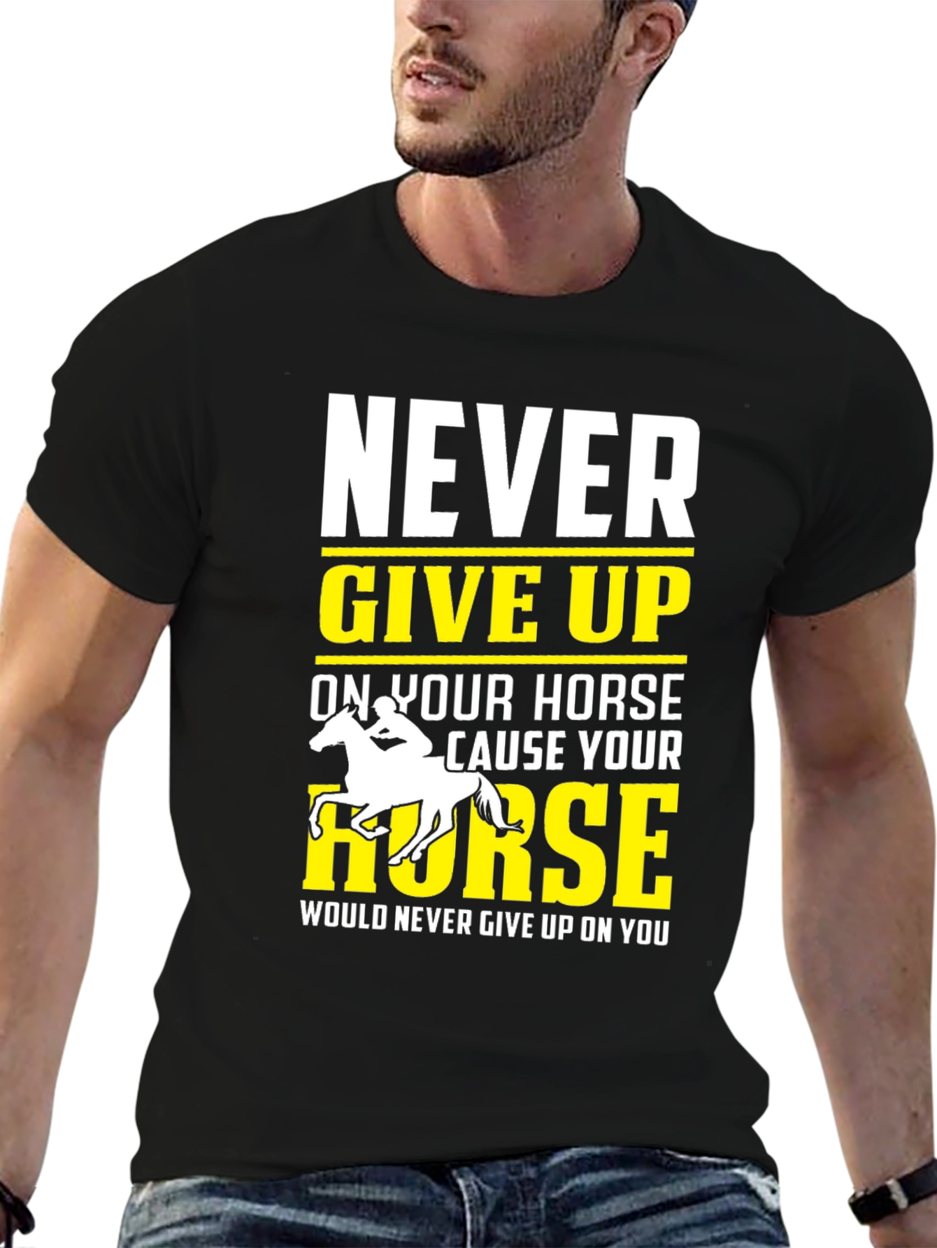 Never Give Up Horse Graphic T-Shirt