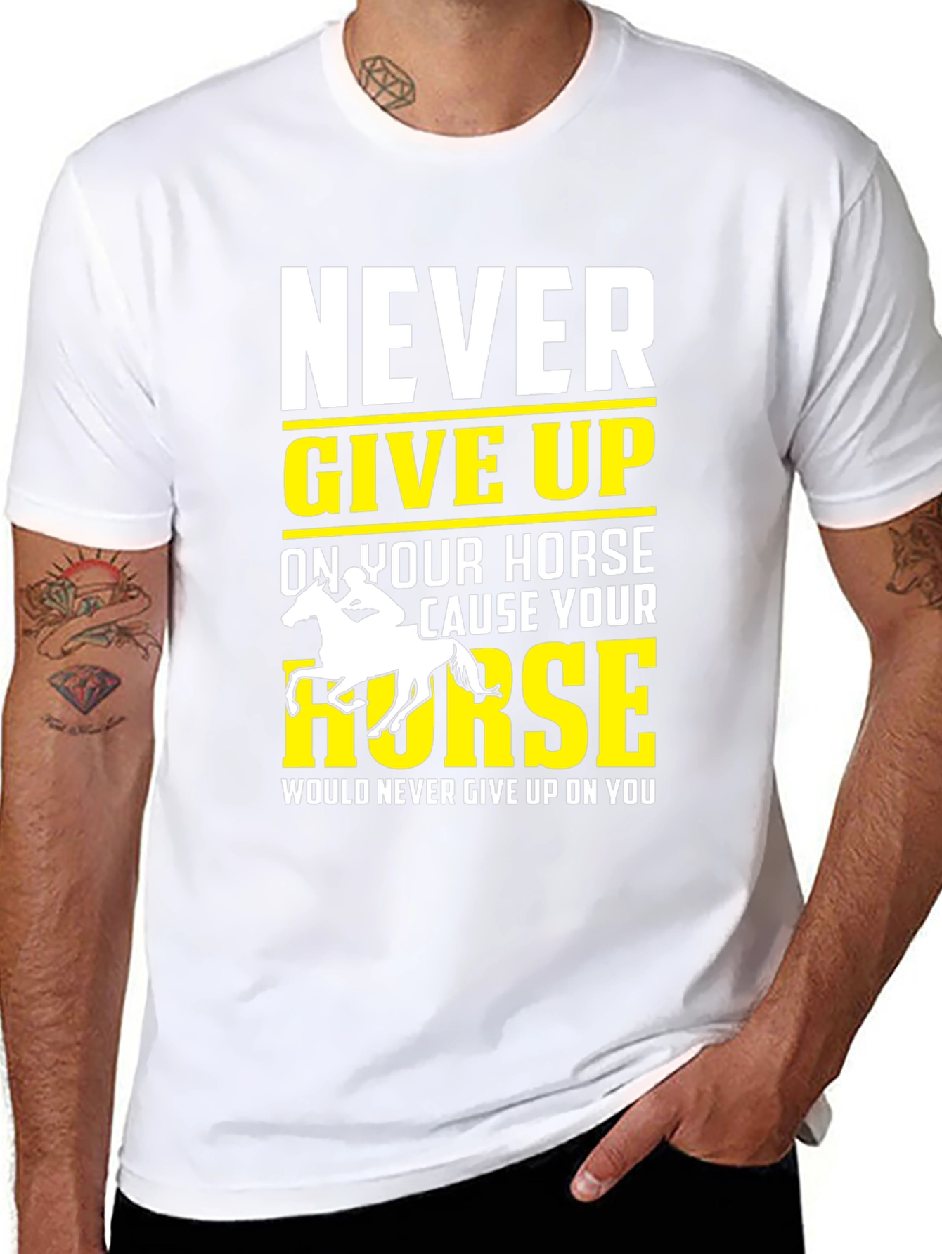 Never Give Up Horse Graphic T-Shirt