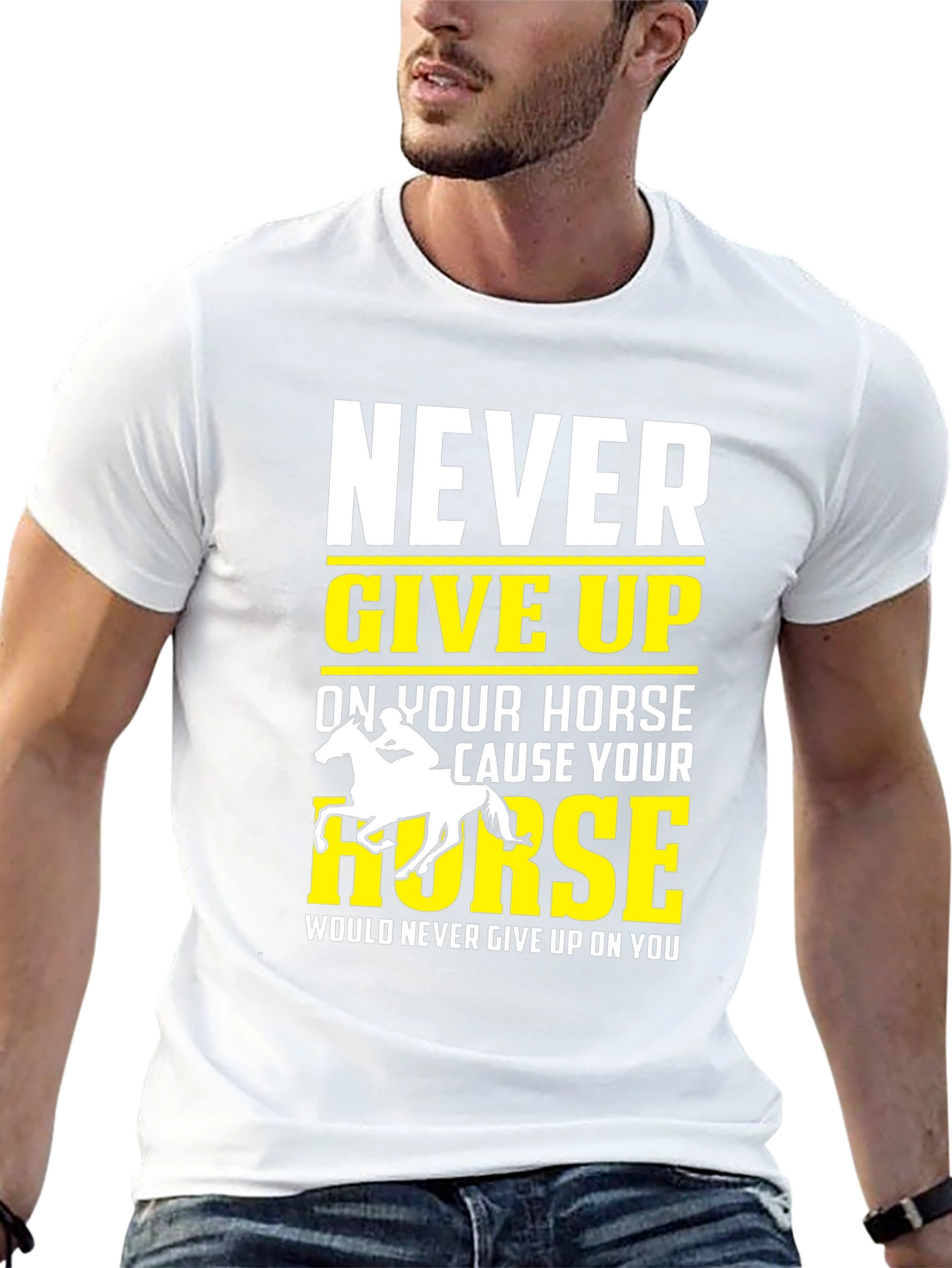 Never Give Up Horse Graphic T-Shirt
