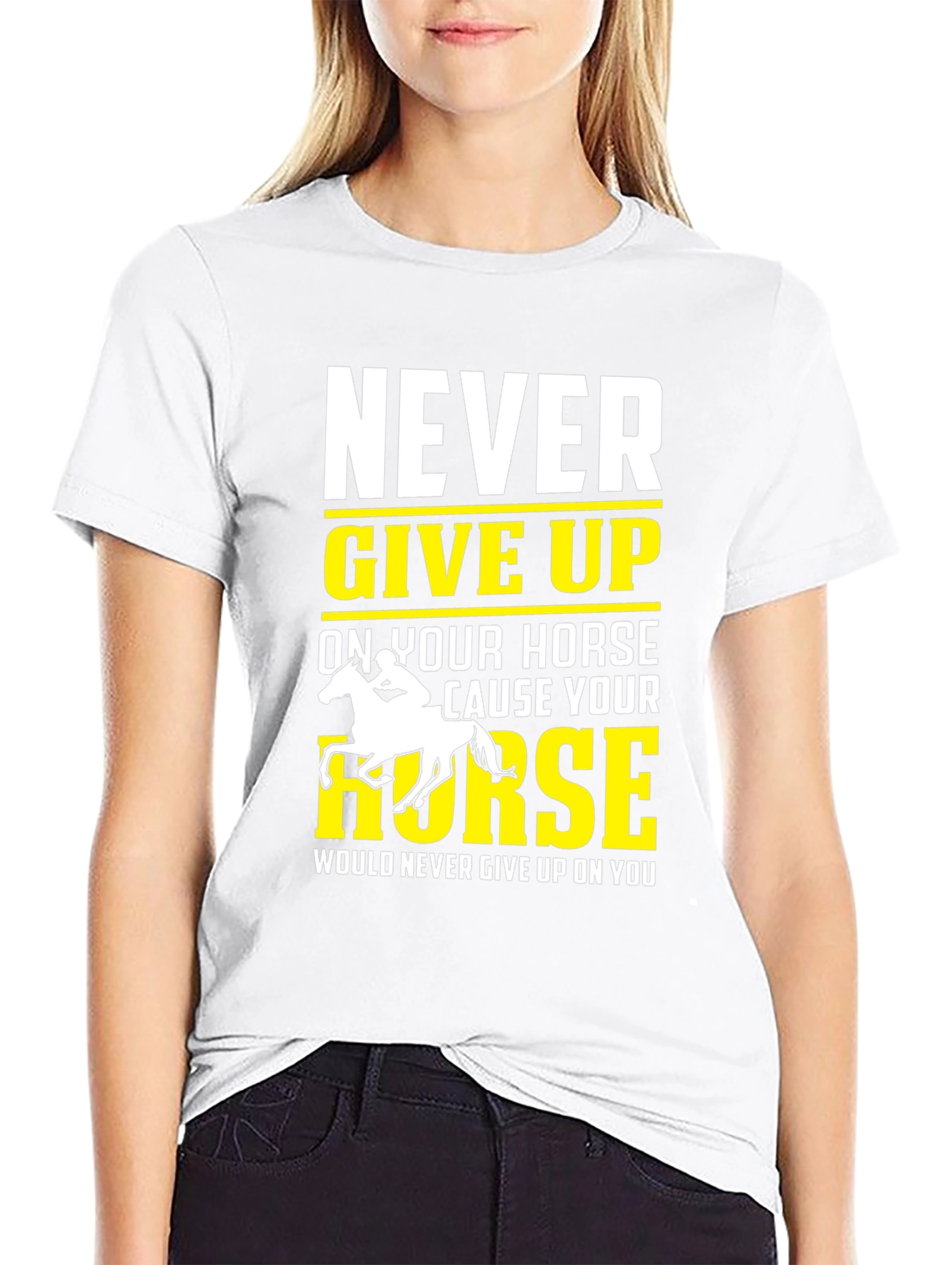 Never Give Up Horse Graphic T-Shirt