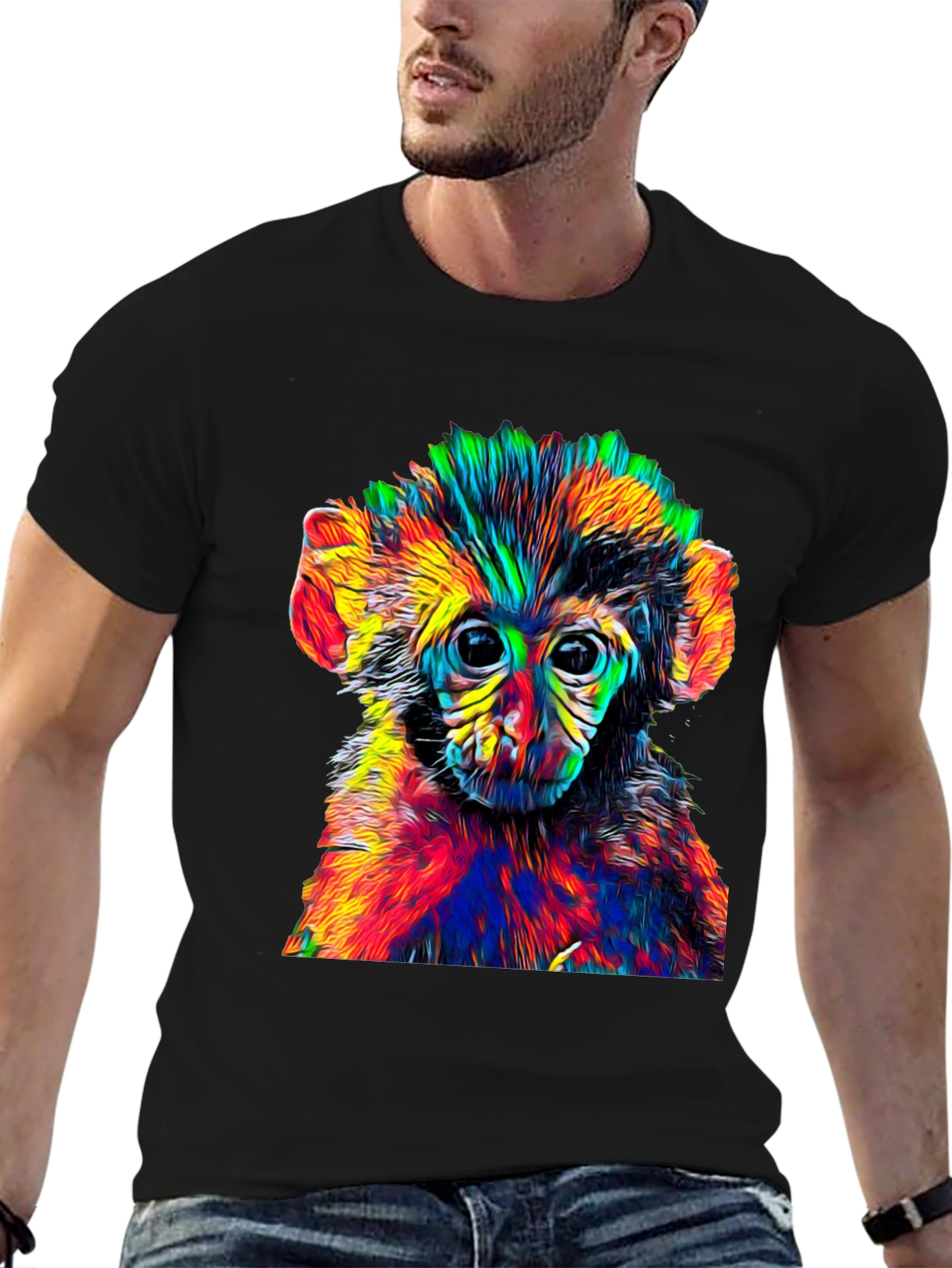 Psychedelic Monkey Graphic Tee - Cool Animal Print Shirt