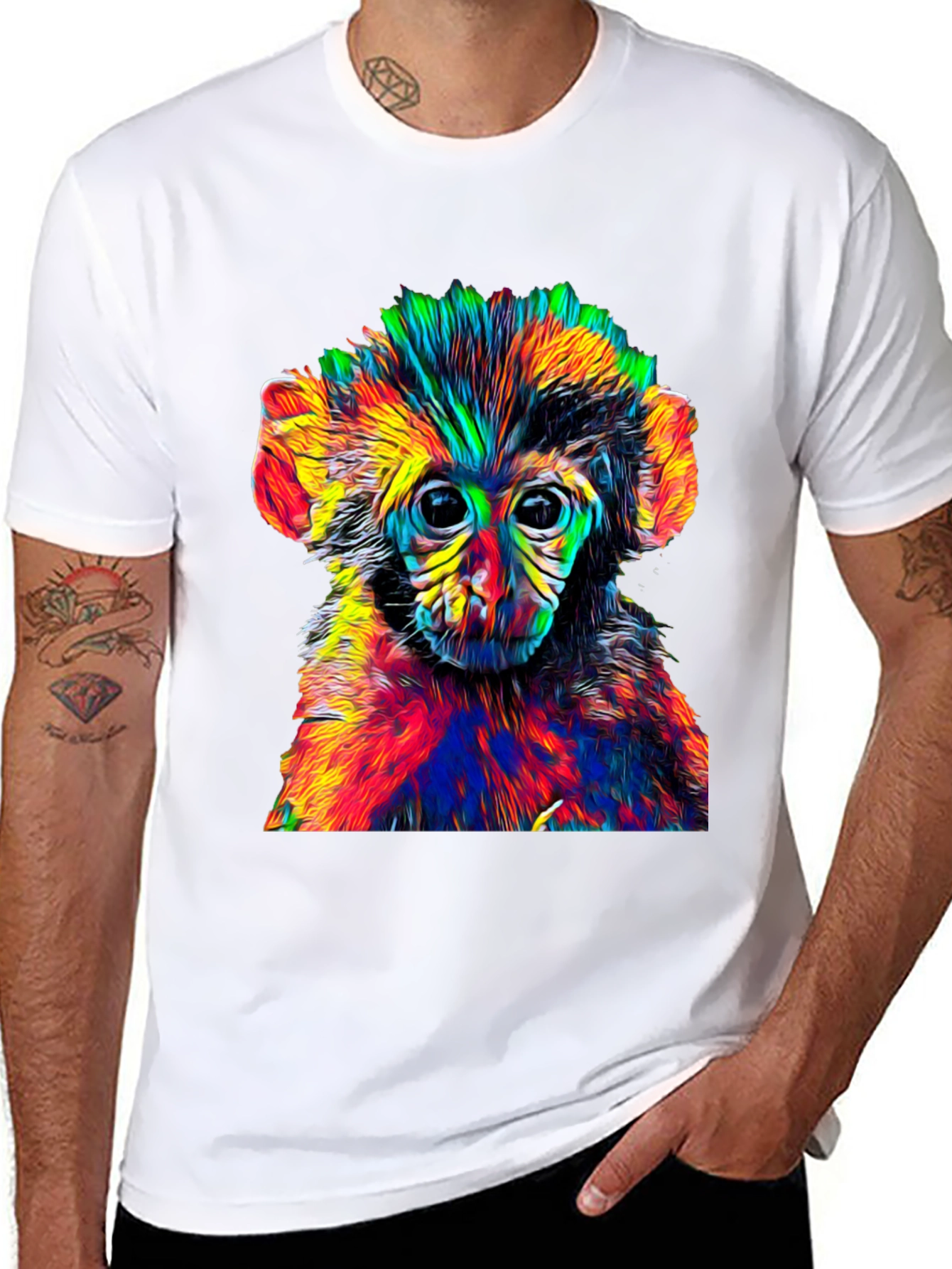 Psychedelic Monkey Graphic Tee - Cool Animal Print Shirt