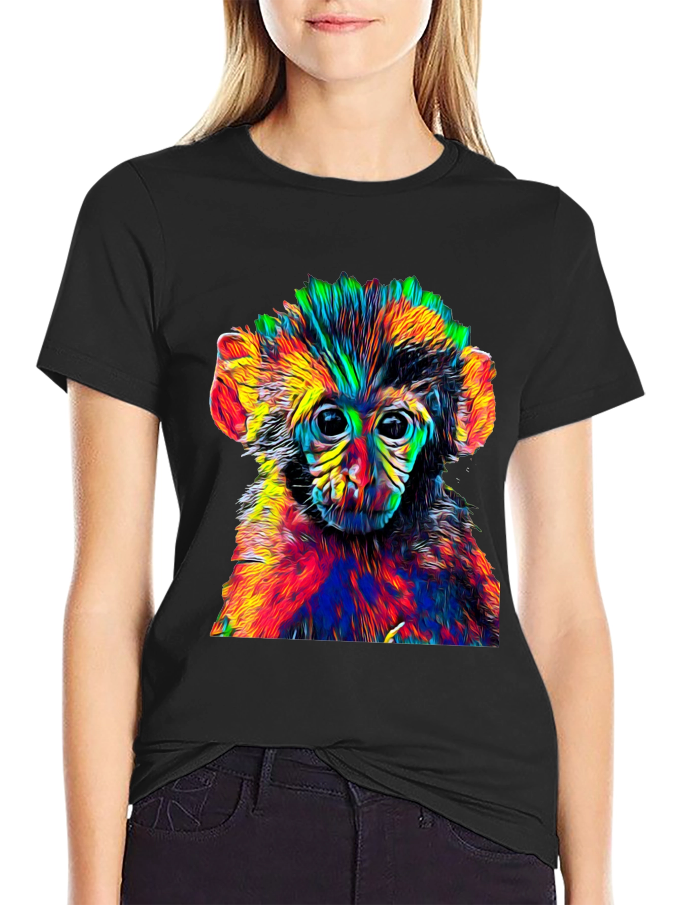 Psychedelic Monkey Graphic Tee - Cool Animal Print Shirt
