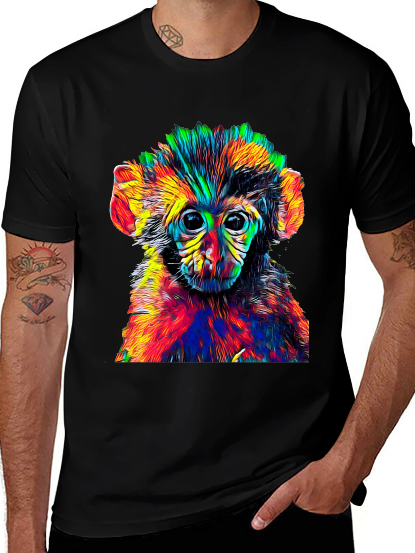 Psychedelic Monkey Graphic Tee - Cool Animal Print Shirt