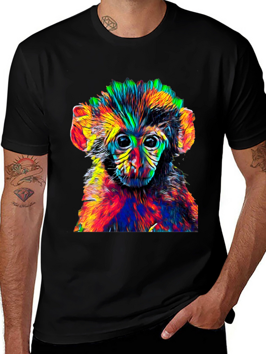 Psychedelic Monkey Graphic Tee - Cool Animal Print Shirt