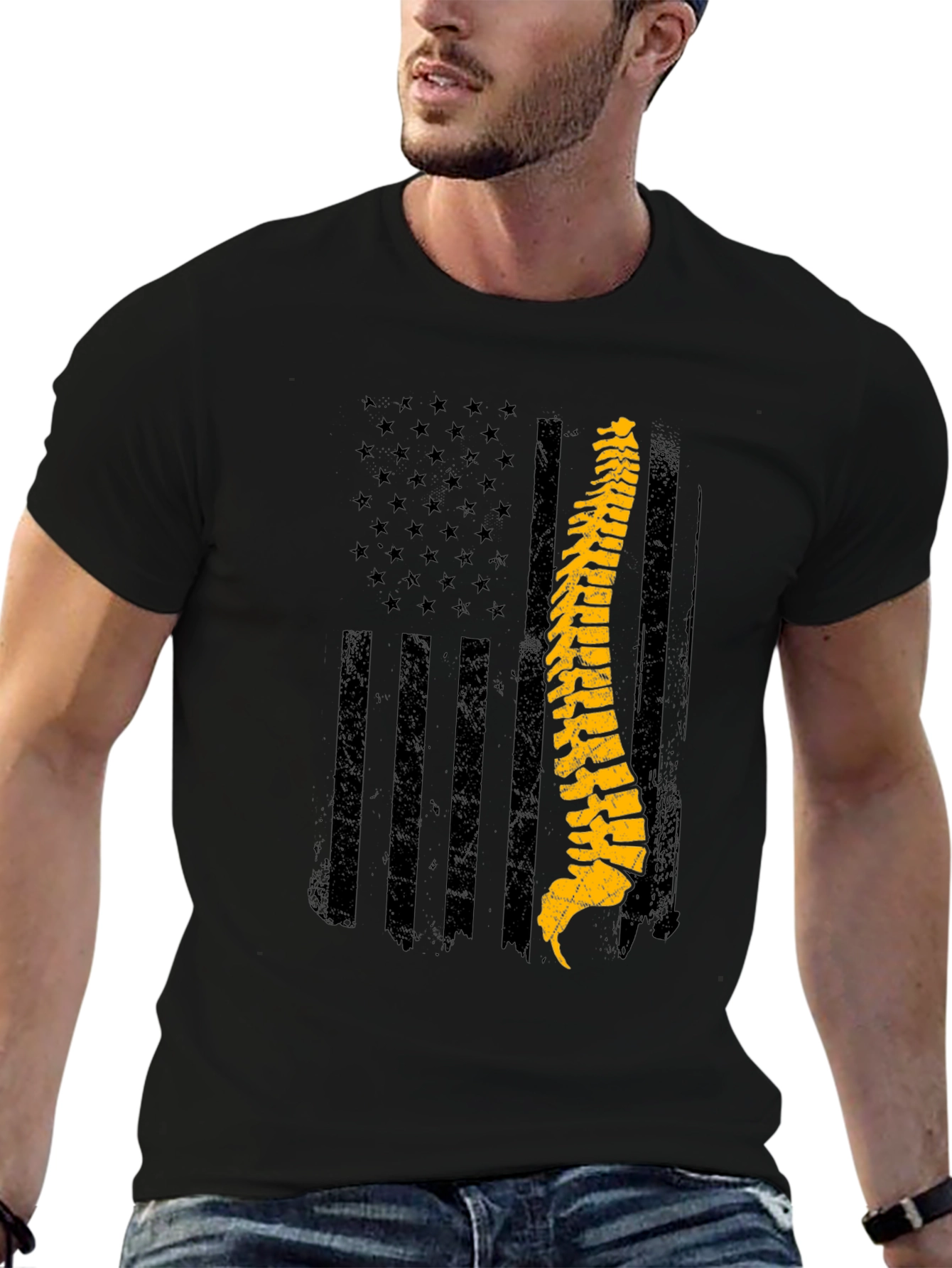 Spine American Flag T-Shirt - Chiropractic Pride