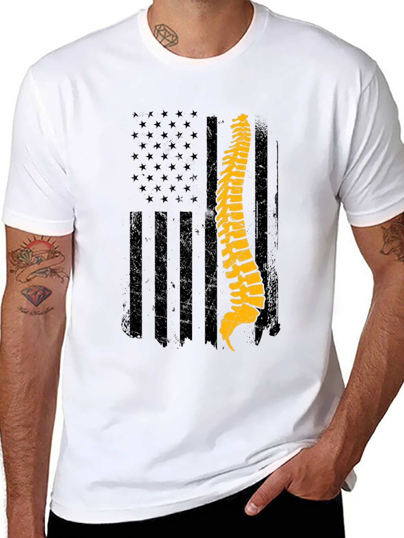 Spine American Flag T-Shirt - Chiropractic Pride