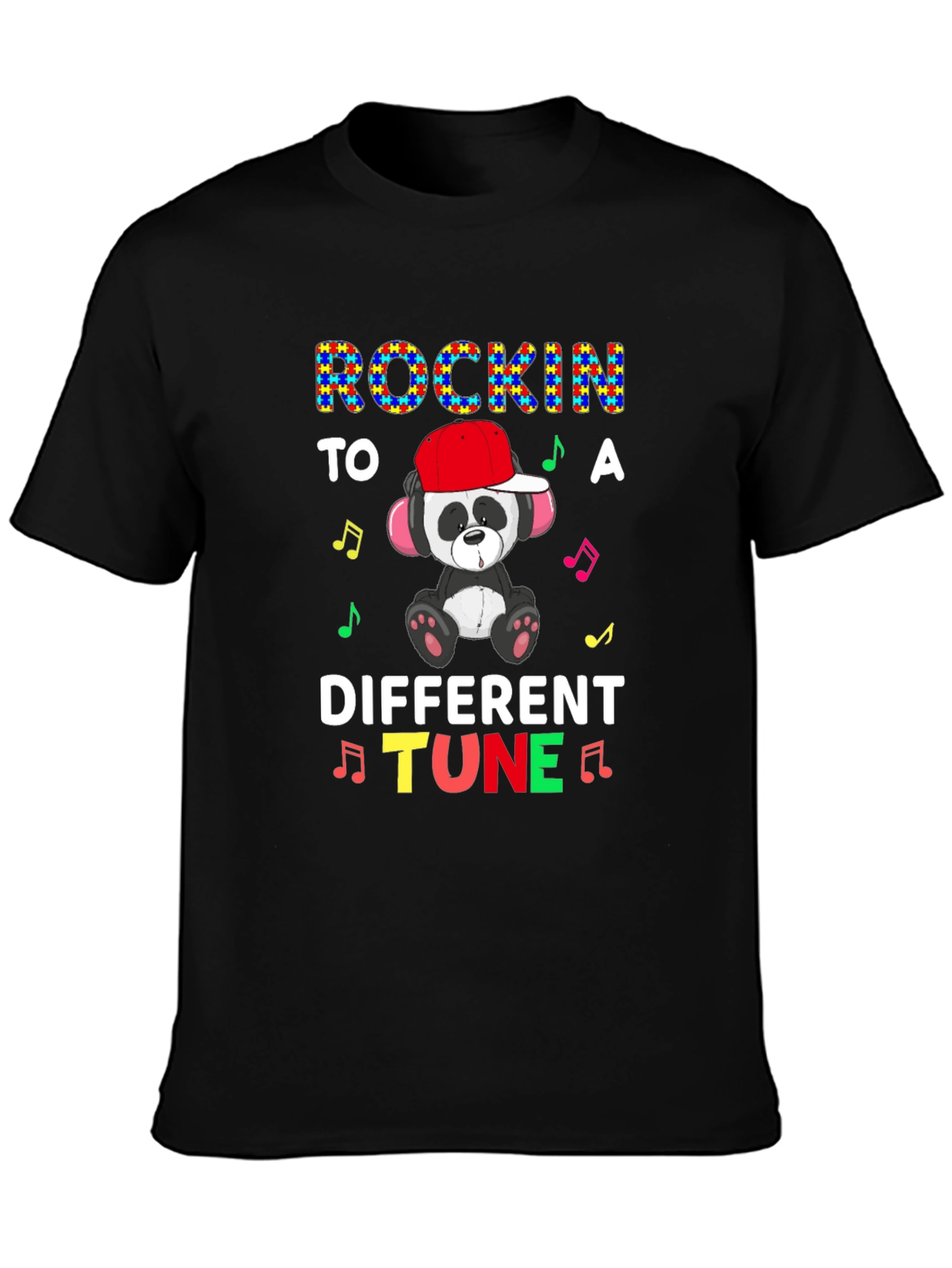 Rockin to a Different Tune Autism Awareness Panda T-Shirt