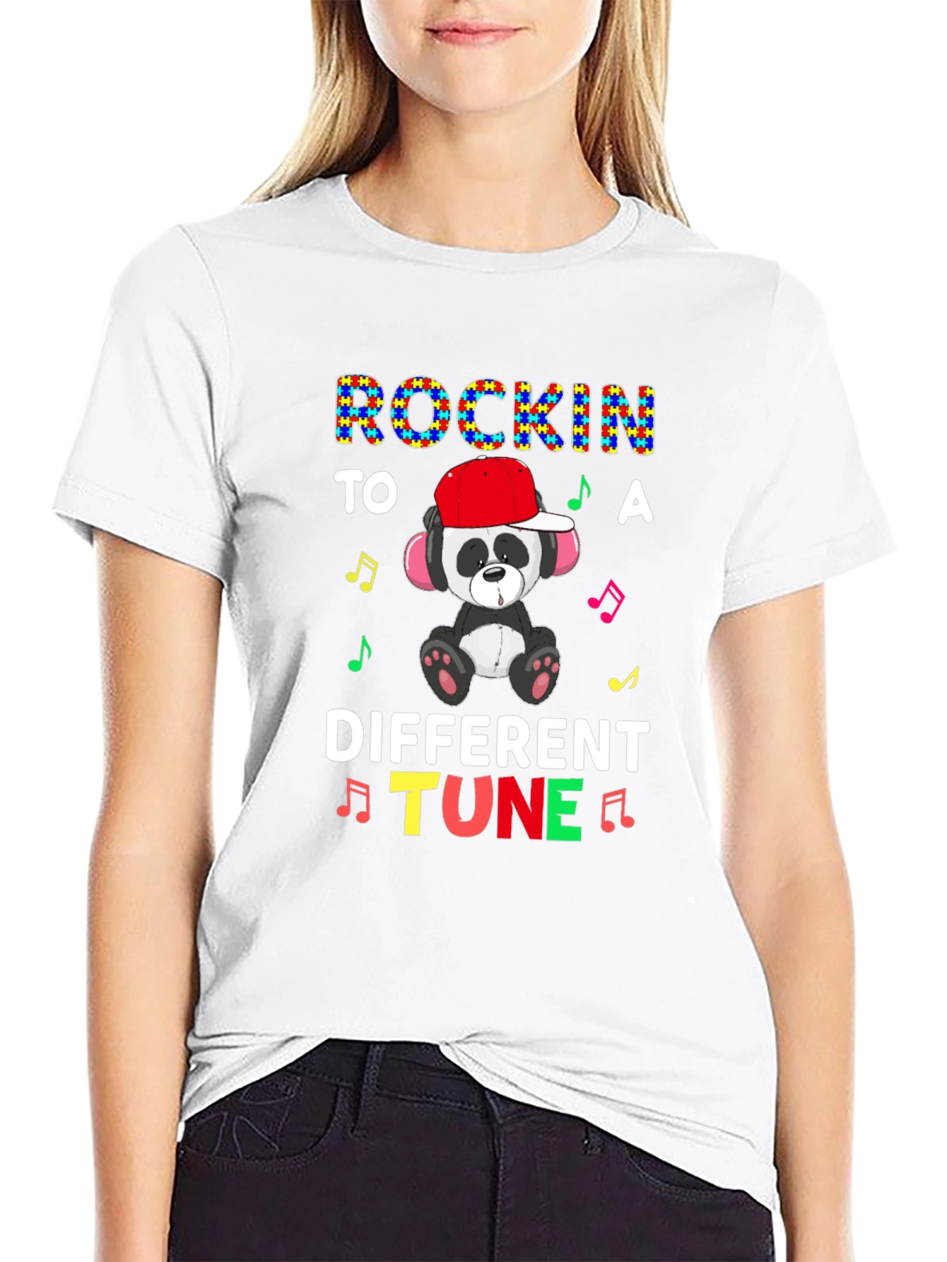 Rockin to a Different Tune Autism Awareness Panda T-Shirt