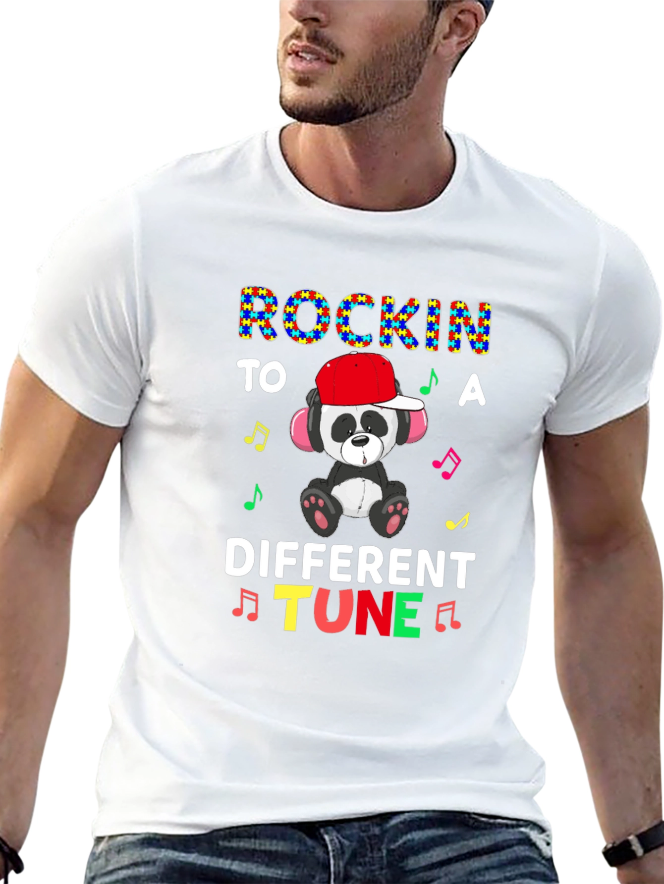 Rockin to a Different Tune Autism Awareness Panda T-Shirt