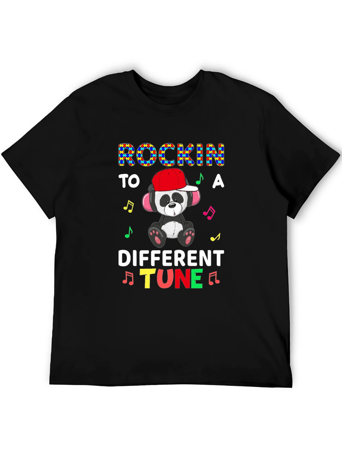 Rockin to a Different Tune Autism Awareness Panda T-Shirt
