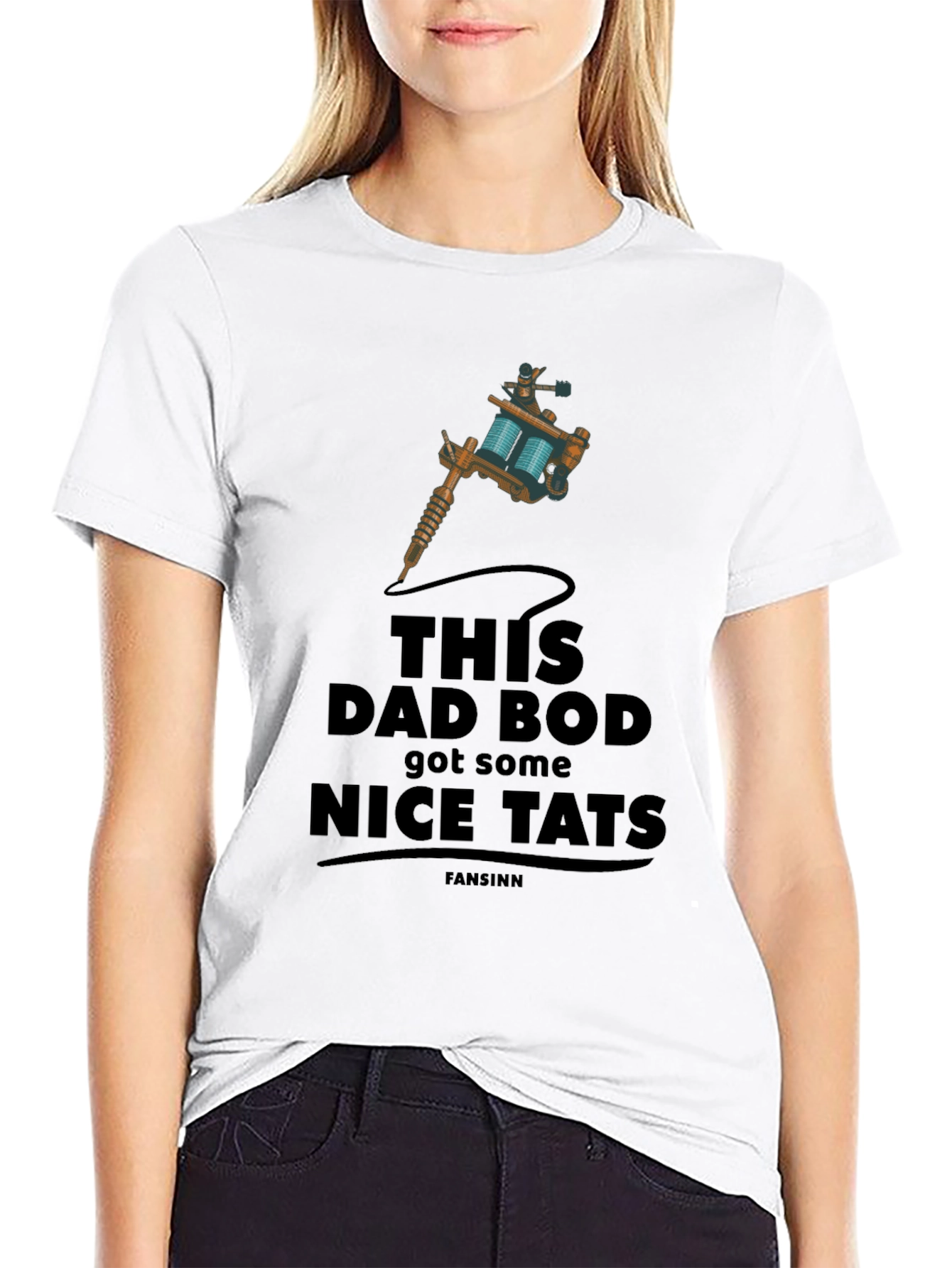 Dad Bod Nice Tats Tattoo Machine Graphic T-Shirt