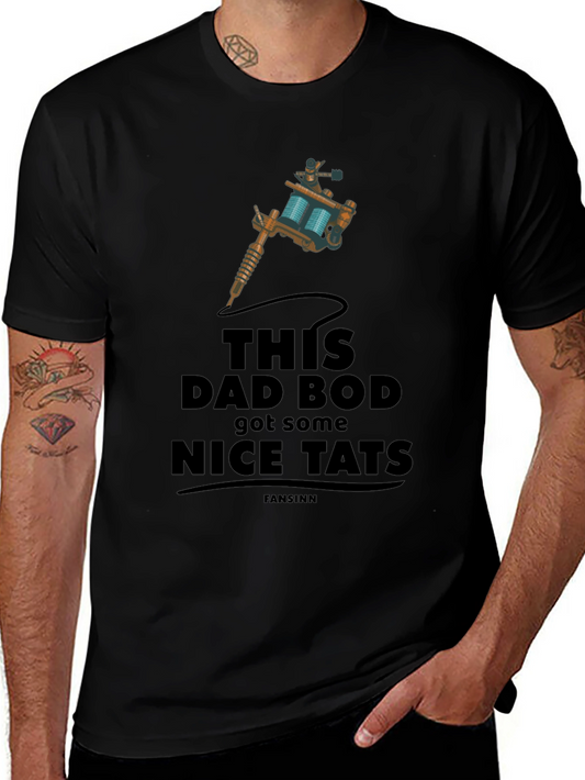 Dad Bod Nice Tats Tattoo Machine Graphic T-Shirt