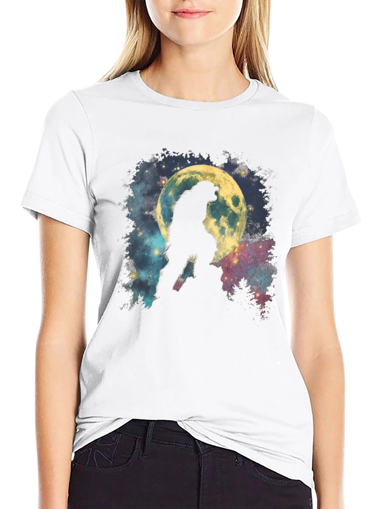 Bigfoot Moon Graphic T-Shirt - Mens Black Tee