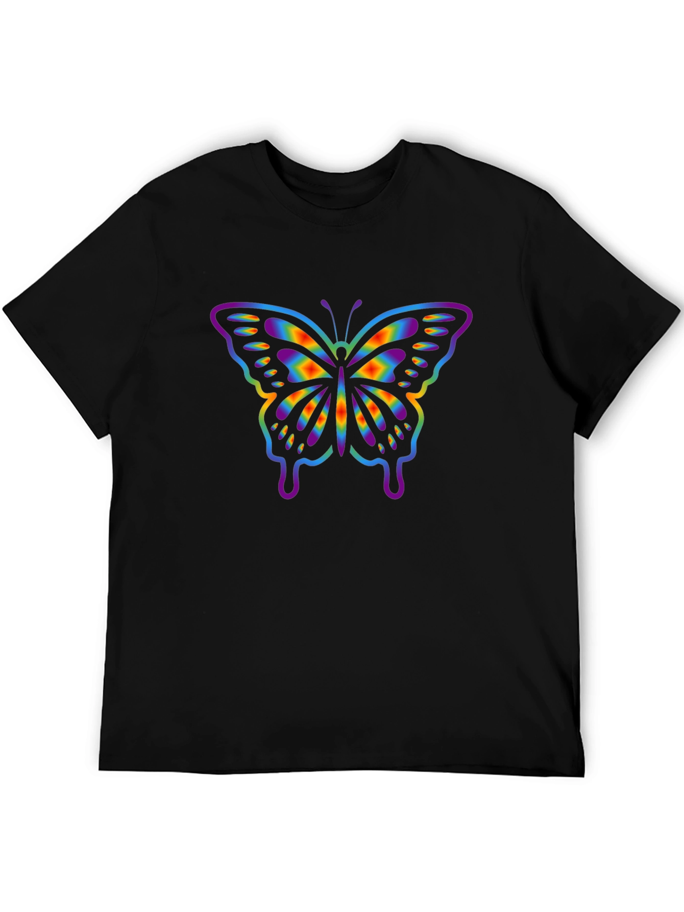 Rainbow Butterfly Graphic Black T-Shirt
