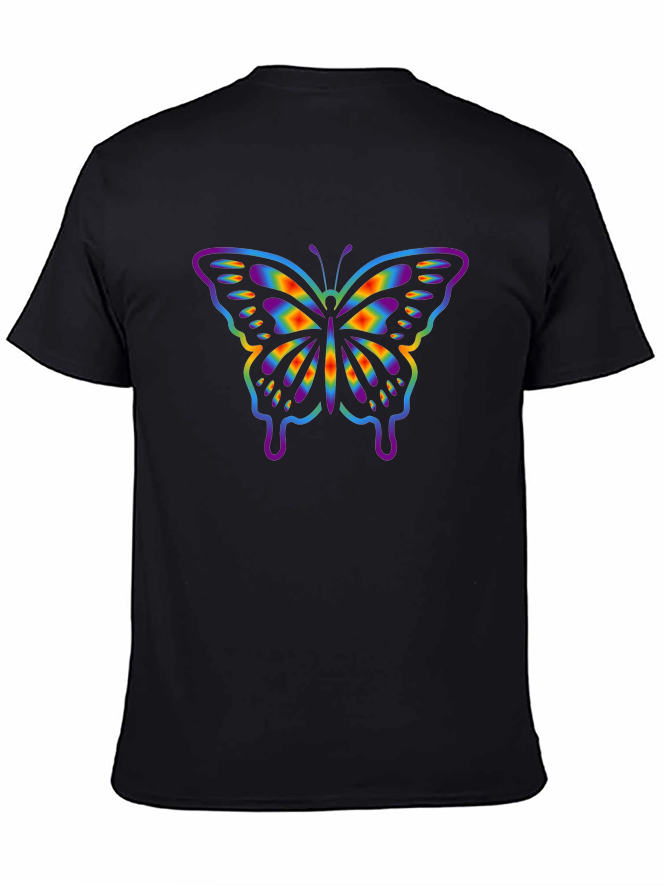 Rainbow Butterfly Graphic Black T-Shirt