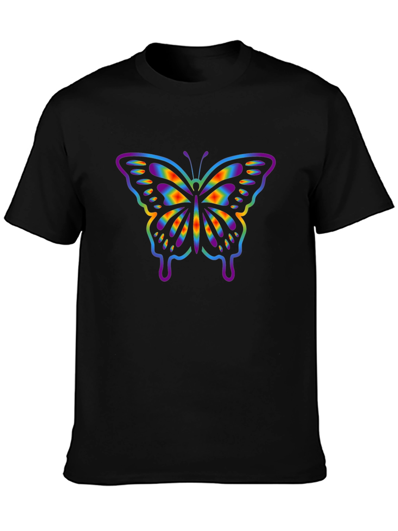 Rainbow Butterfly Graphic Black T-Shirt