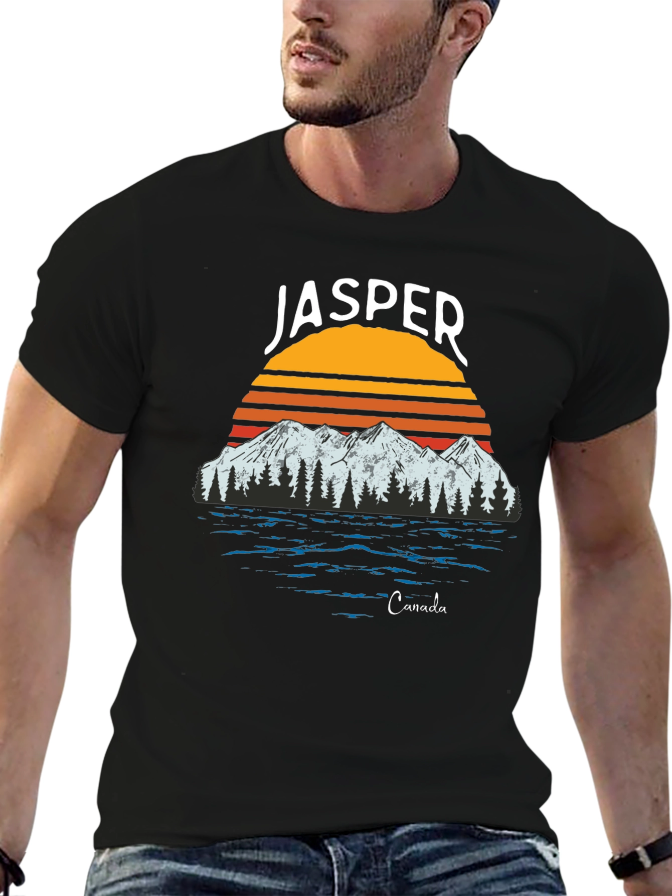 Jasper Canada T-Shirt: Mountain Sunset Design