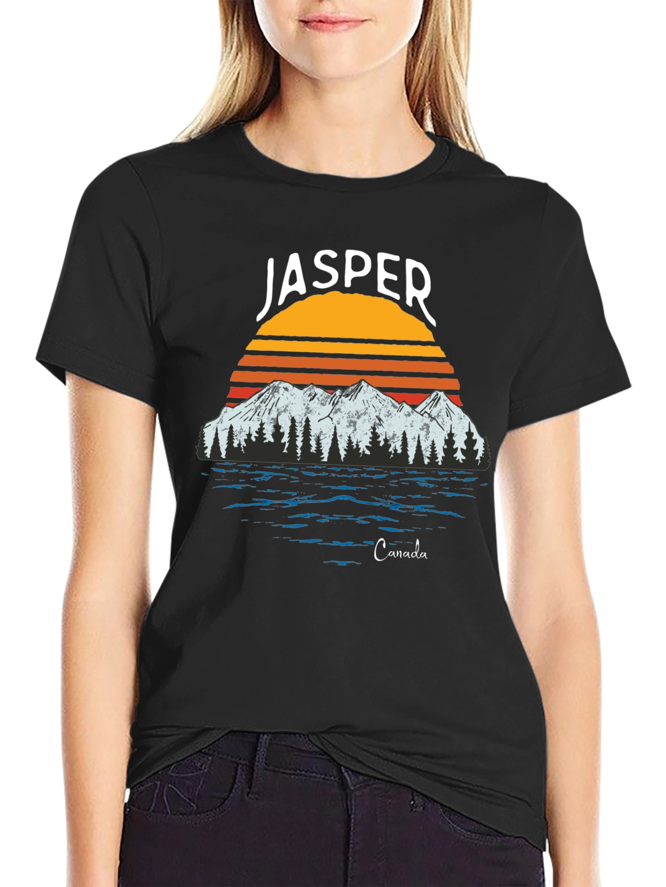 Jasper Canada T-Shirt: Mountain Sunset Design