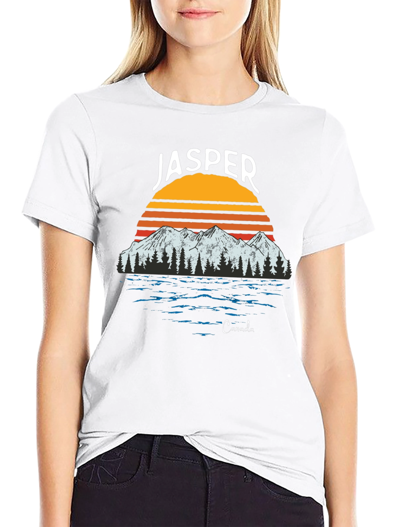 Jasper Canada T-Shirt: Mountain Sunset Design