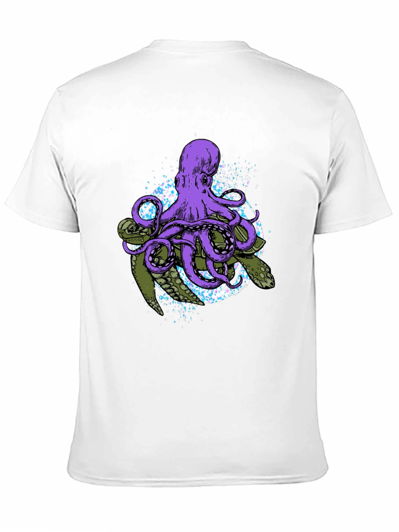Octopus & Turtle Graphic Print Black T-Shirt