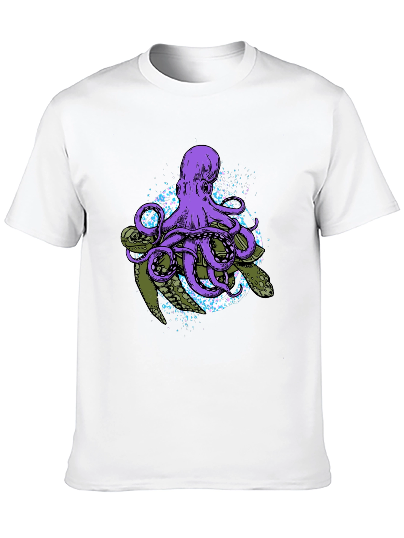 Octopus & Turtle Graphic Print Black T-Shirt