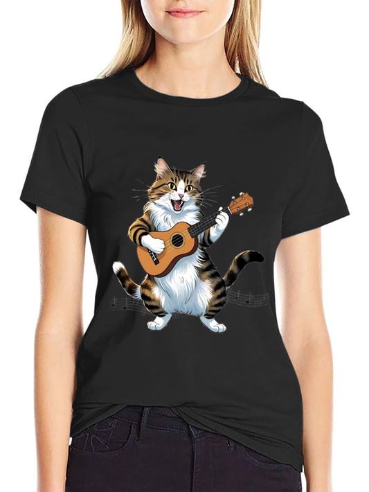 Cat Playing Ukulele T-Shirt