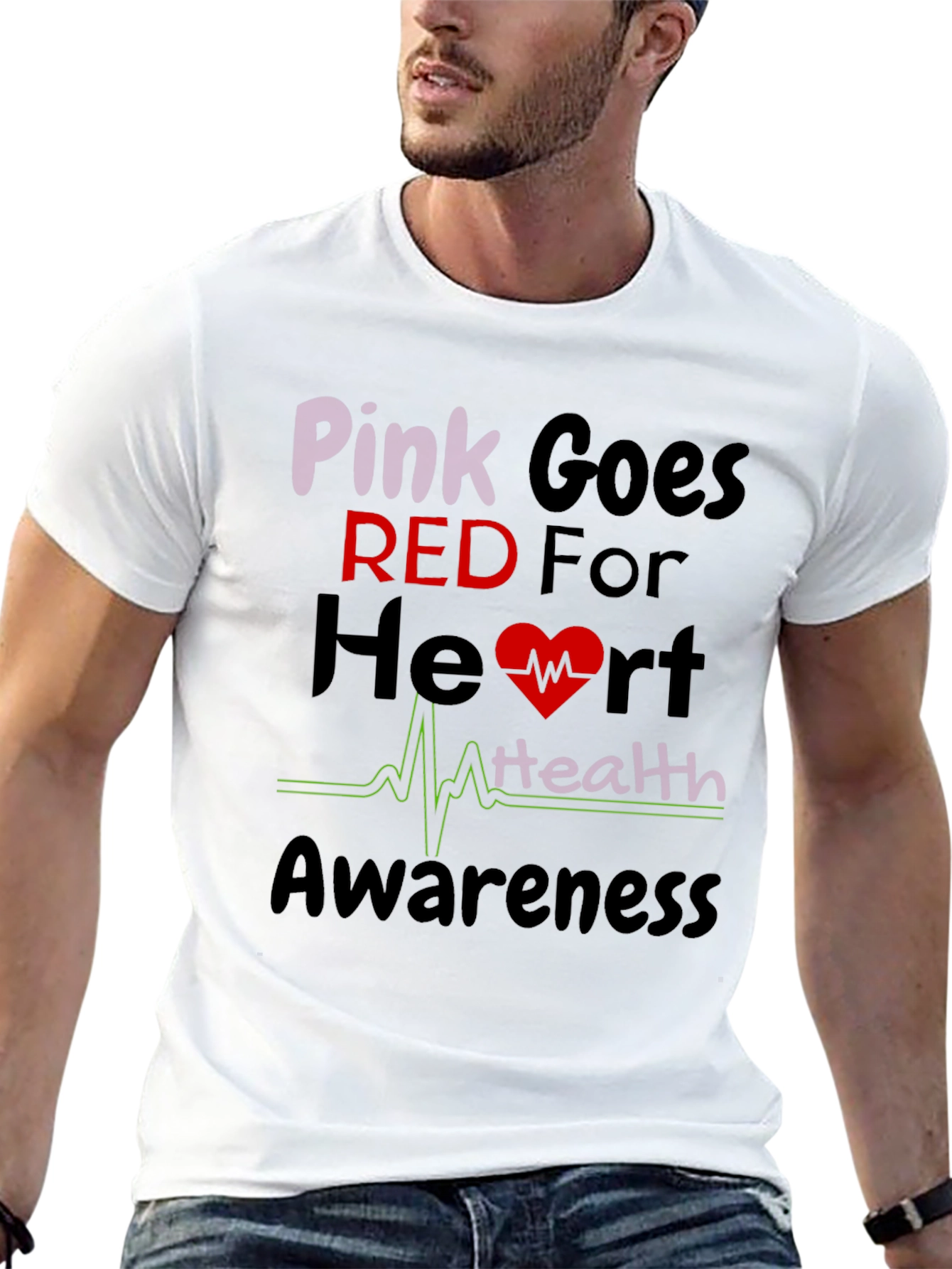 Pink Goes Red Heart Health Awareness T-Shirt