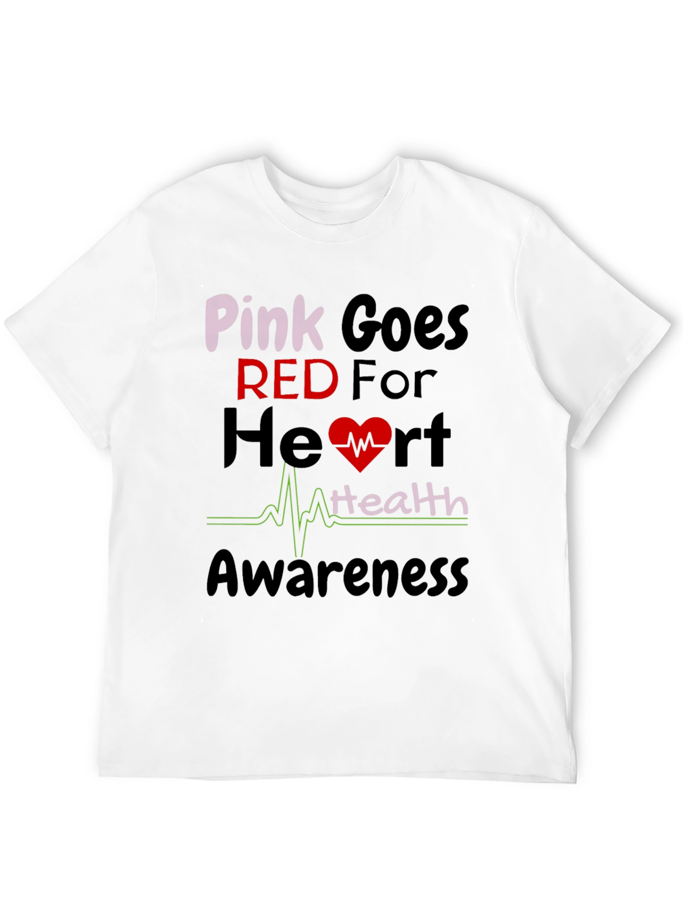 Pink Goes Red Heart Health Awareness T-Shirt