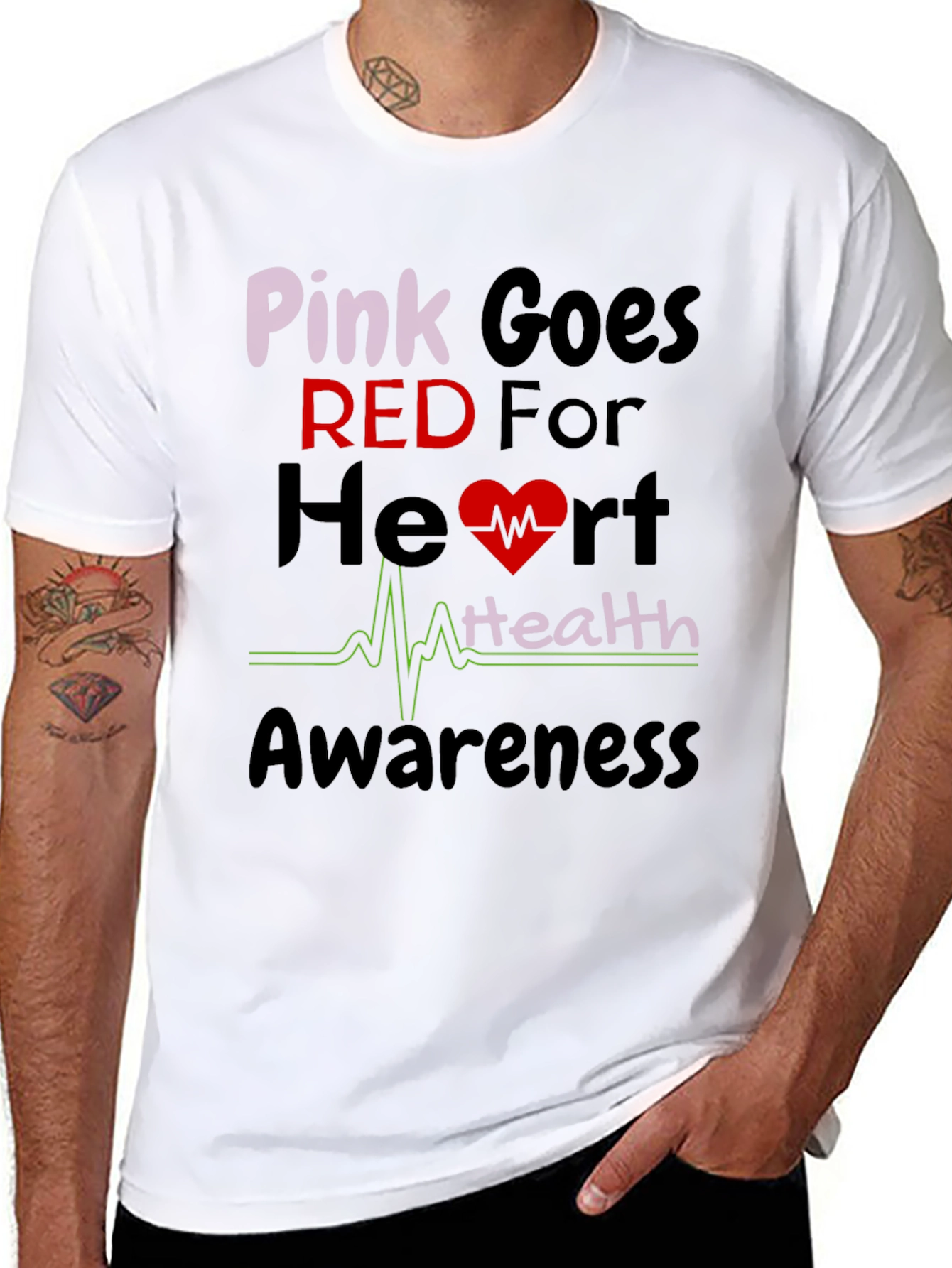 Pink Goes Red Heart Health Awareness T-Shirt