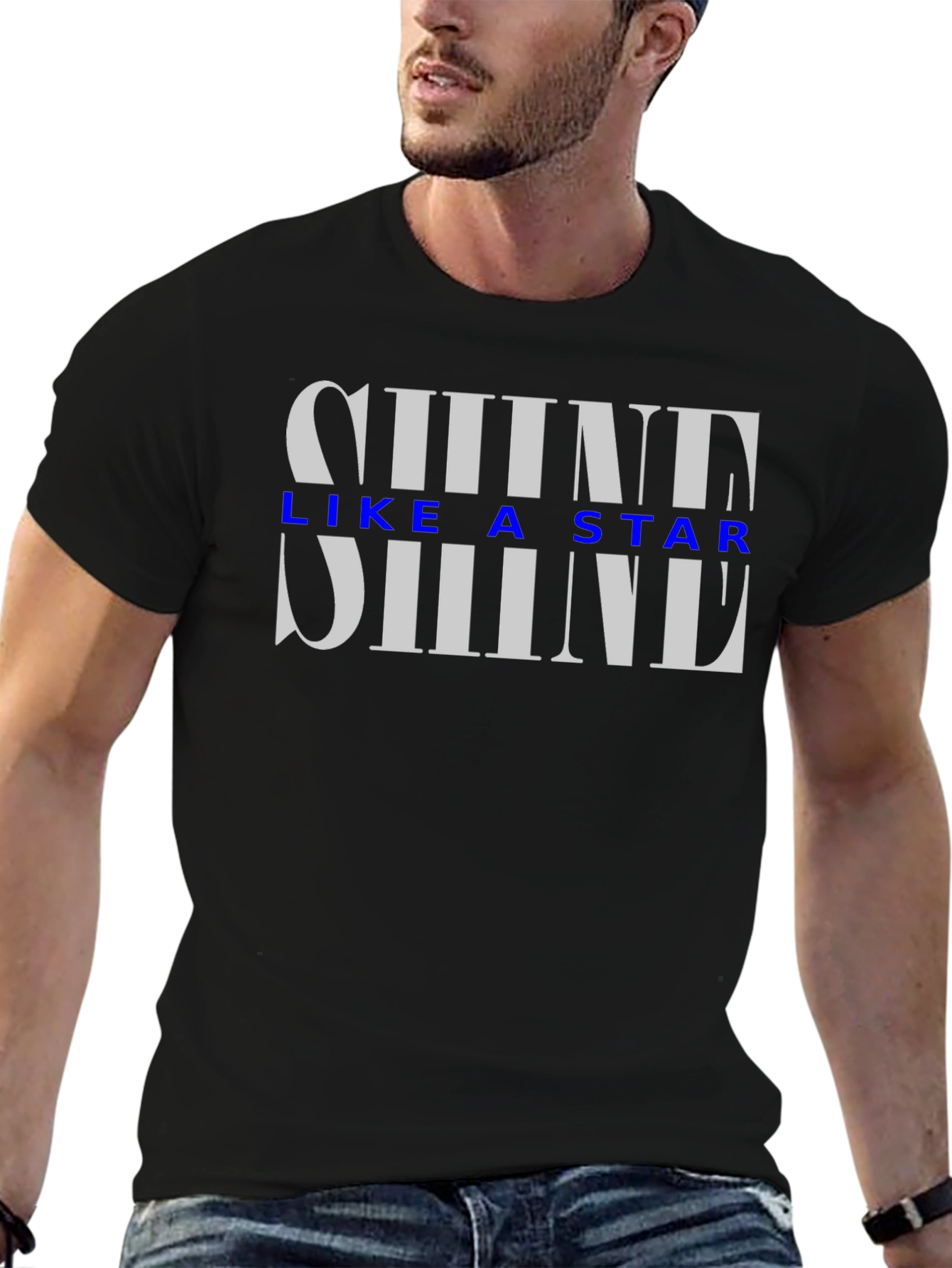 Shine Like a Star Black Graphic T-Shirt