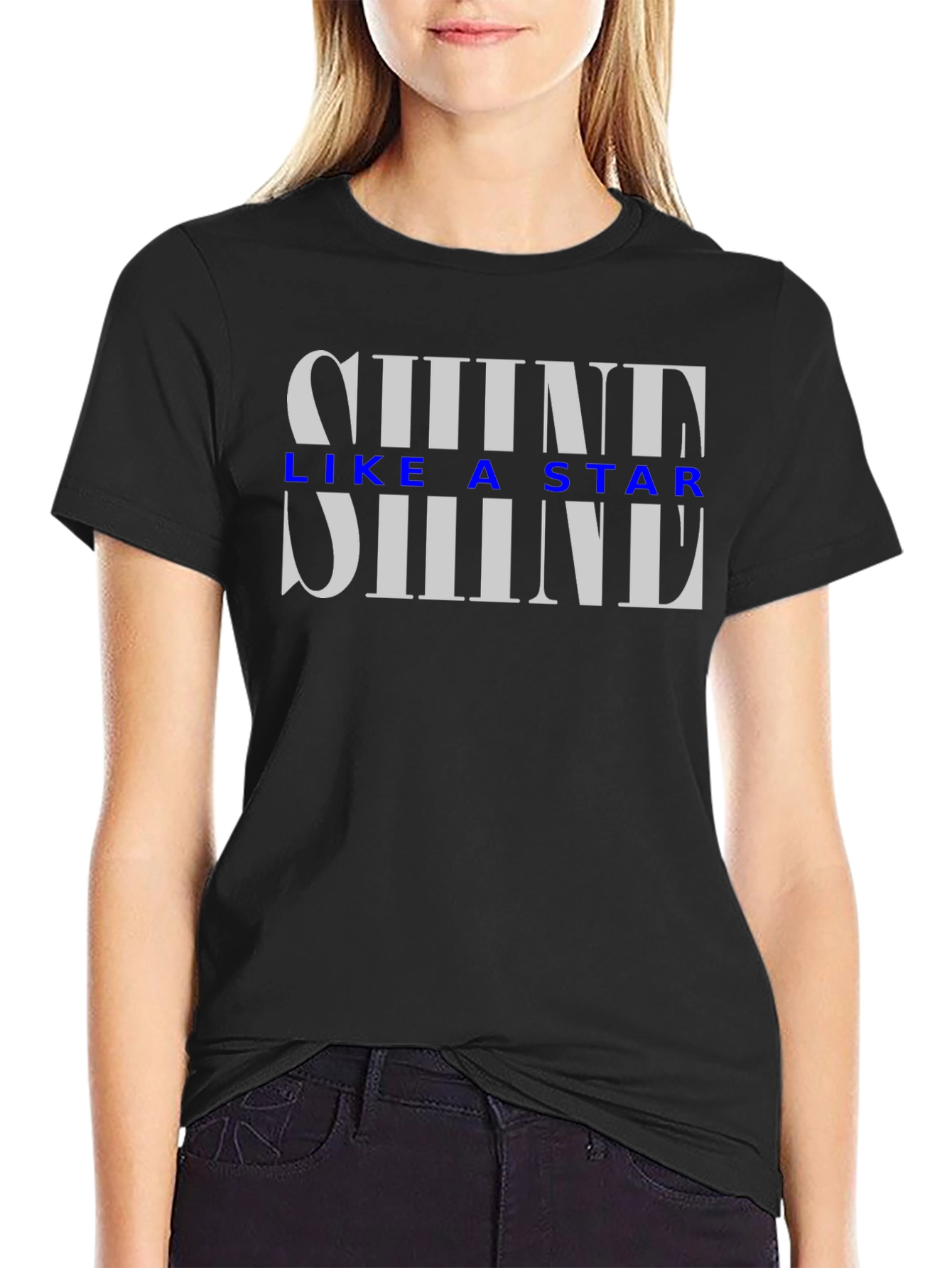 Shine Like a Star Black Graphic T-Shirt