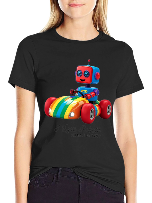 I Love Robots T-Shirt: Rainbow Robot Car Design