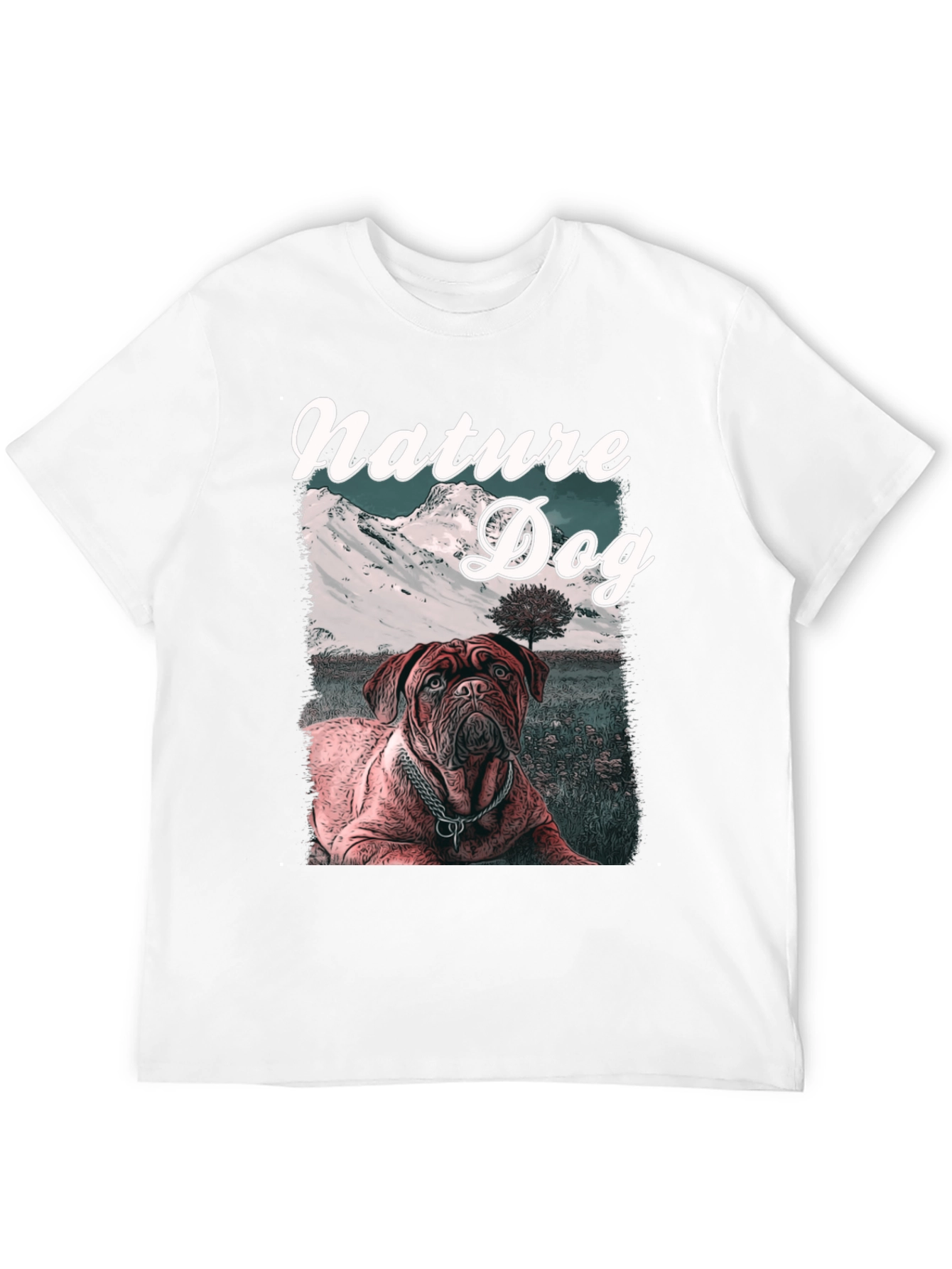 Nature Dog Graphic Tee - Mountain Landscape Design