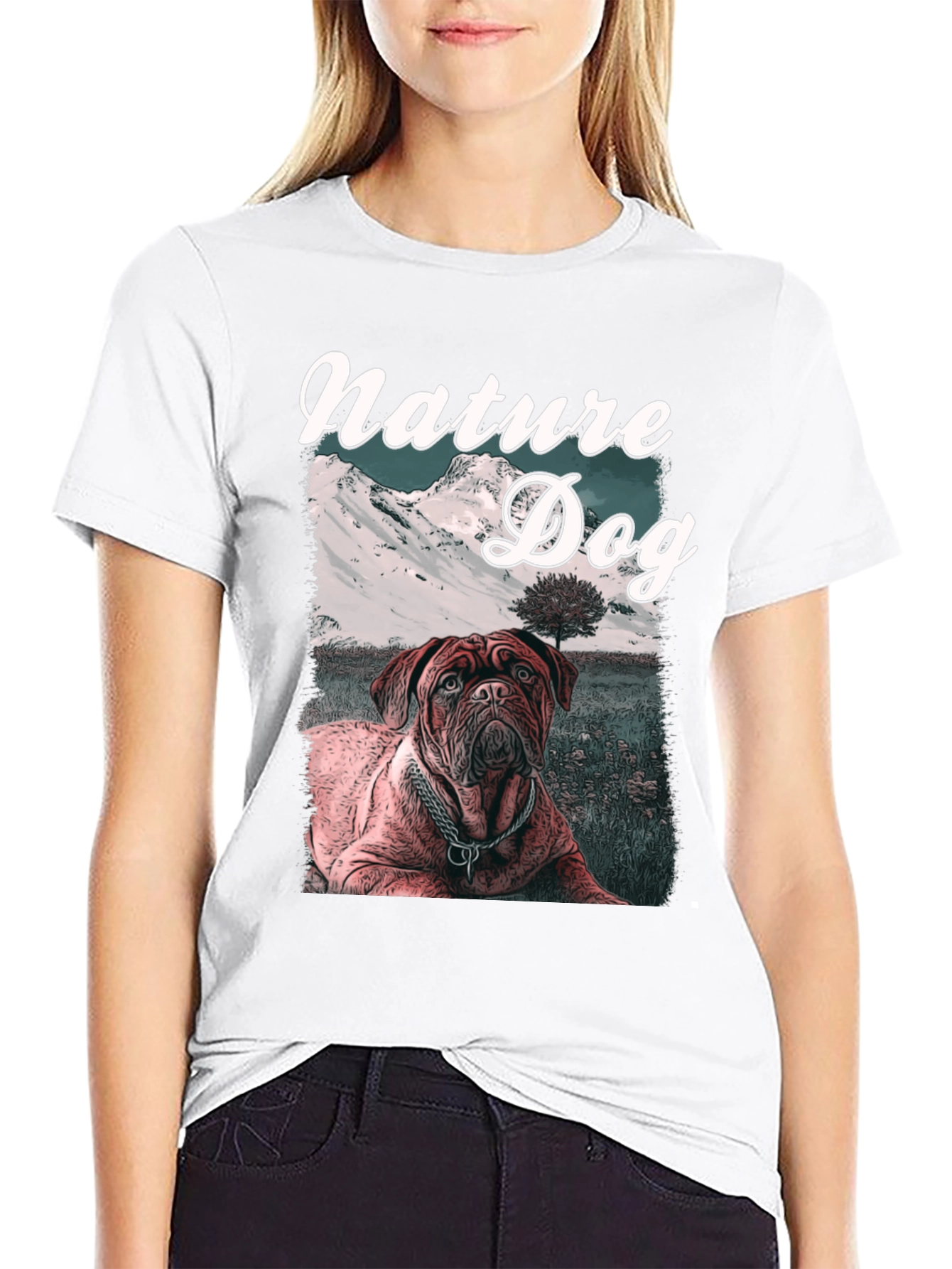 Nature Dog Graphic Tee - Mountain Landscape Design