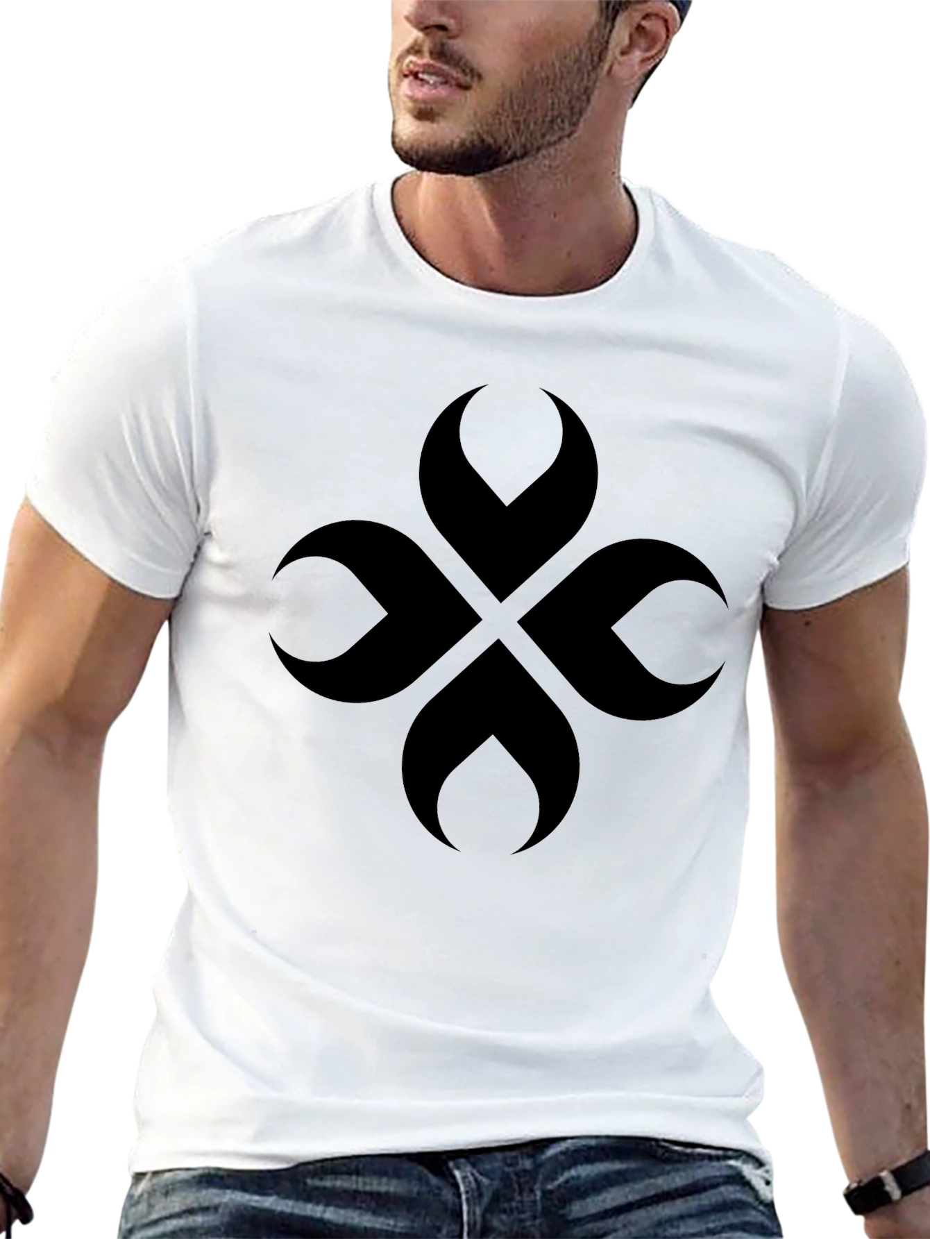 Abstract Clover Tee - Modern Black Graphic T-Shirt