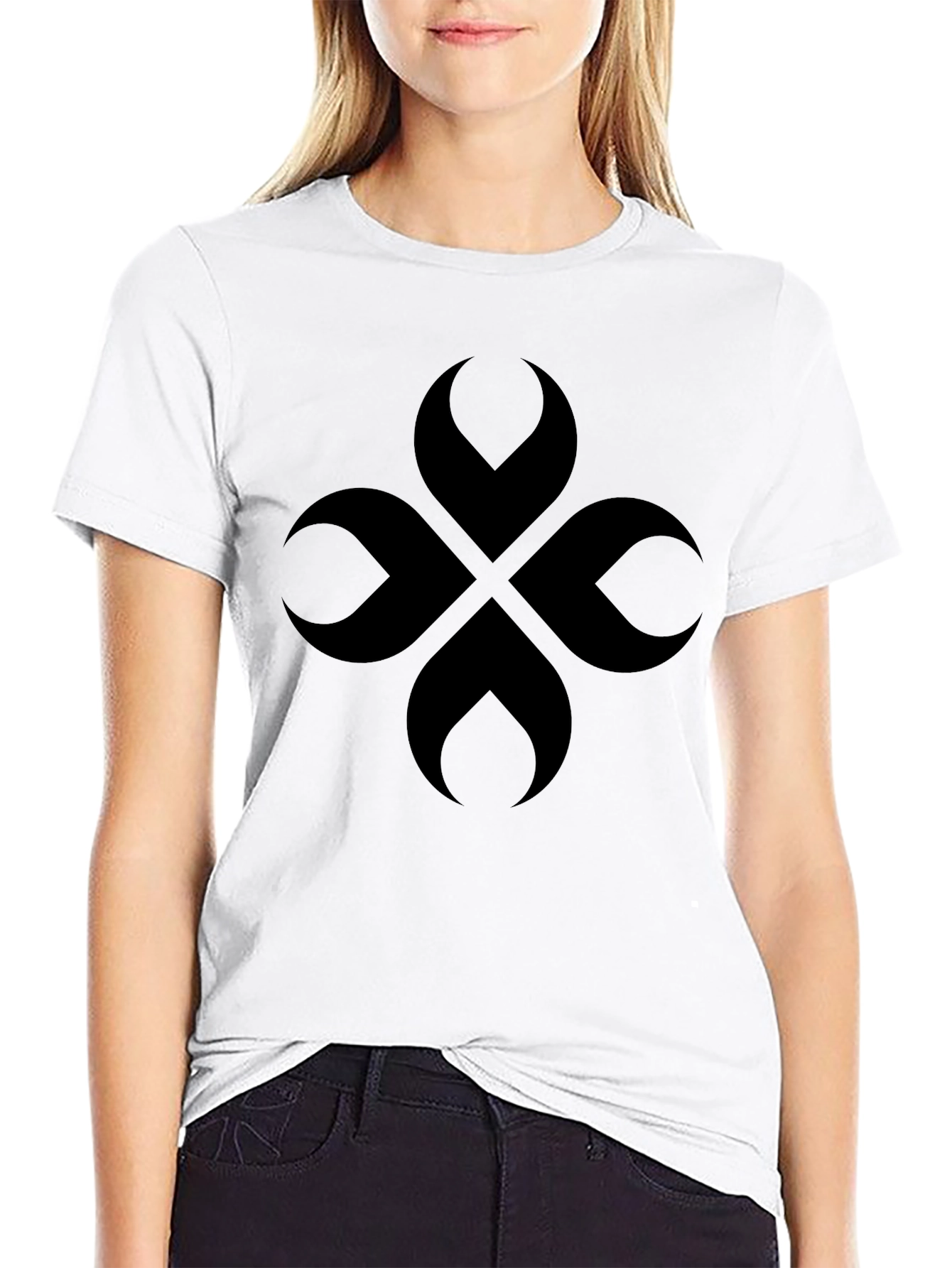Abstract Clover Tee - Modern Black Graphic T-Shirt
