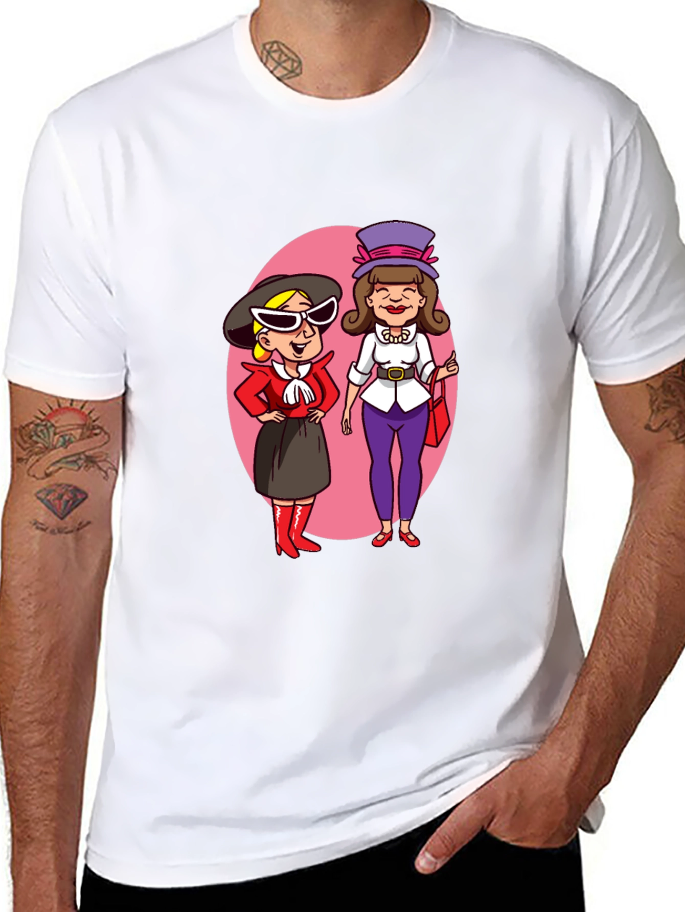 Retro Cartoon Ladies T-Shirt - Black