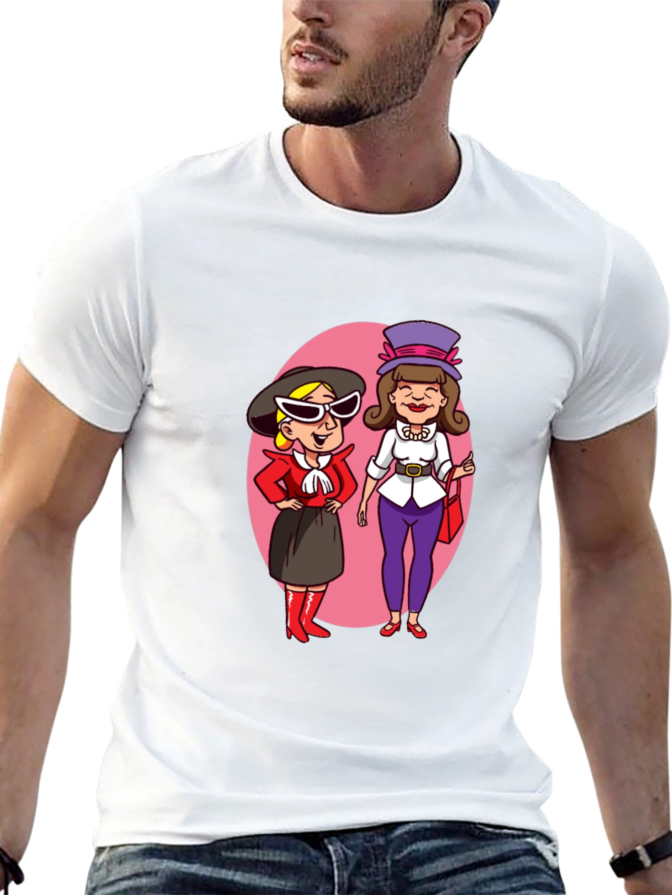 Retro Cartoon Ladies T-Shirt - Black