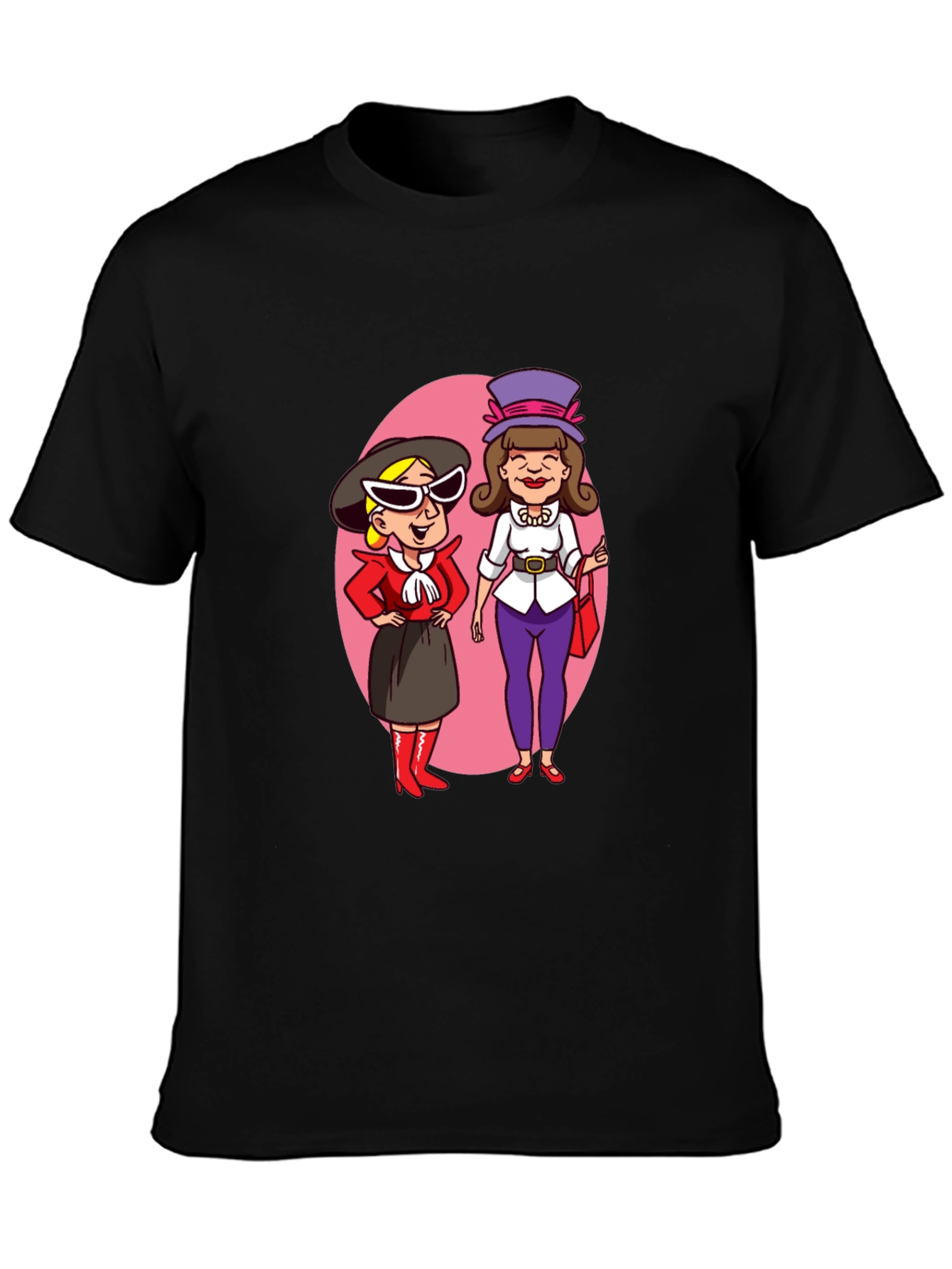 Retro Cartoon Ladies T-Shirt - Black